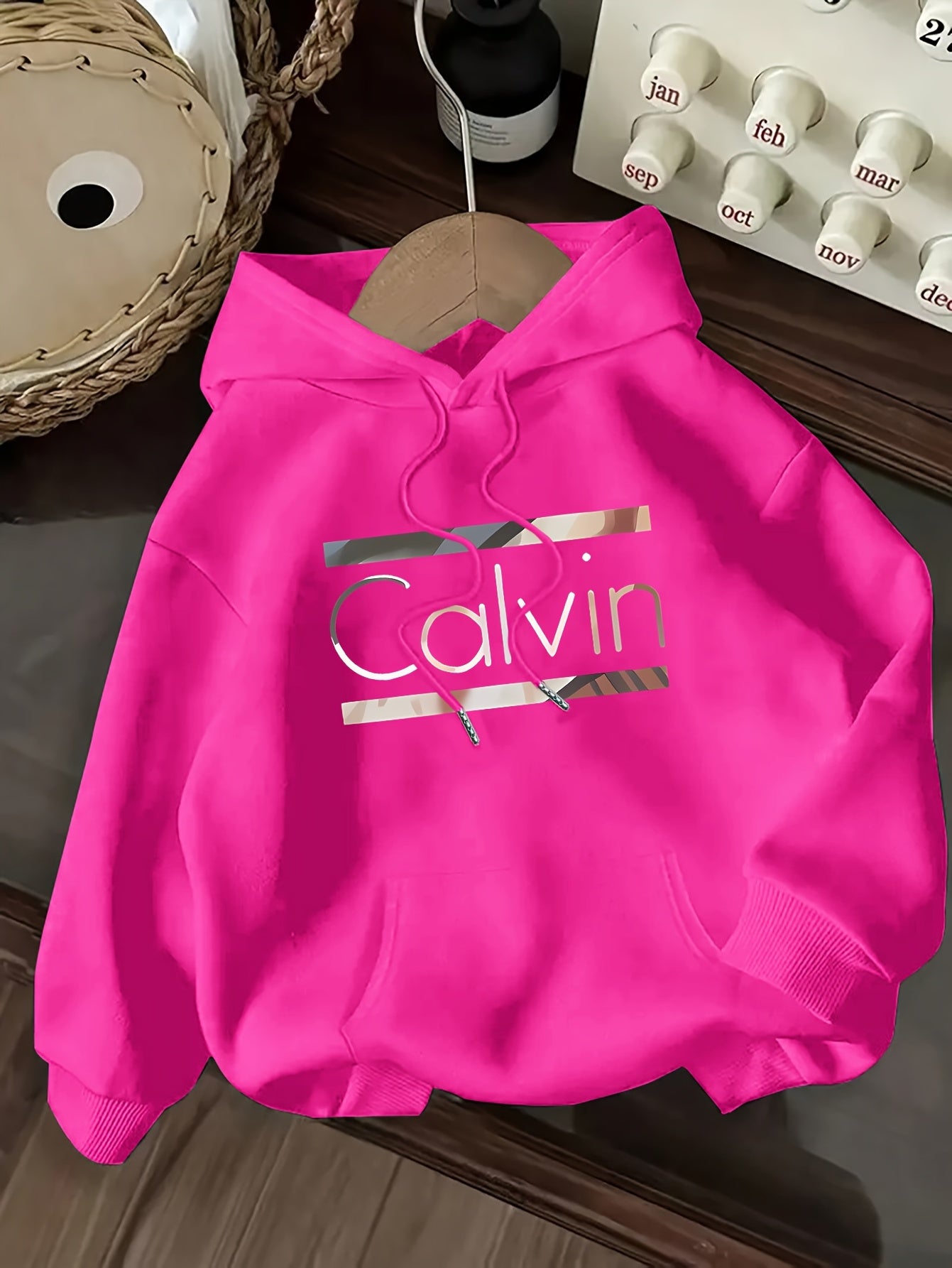 Divine Power Hoodie With Front Pocket Letter Print Light