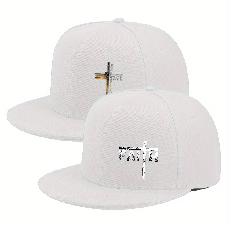 2pcs unisex baseball caps, cross print design, adjustable