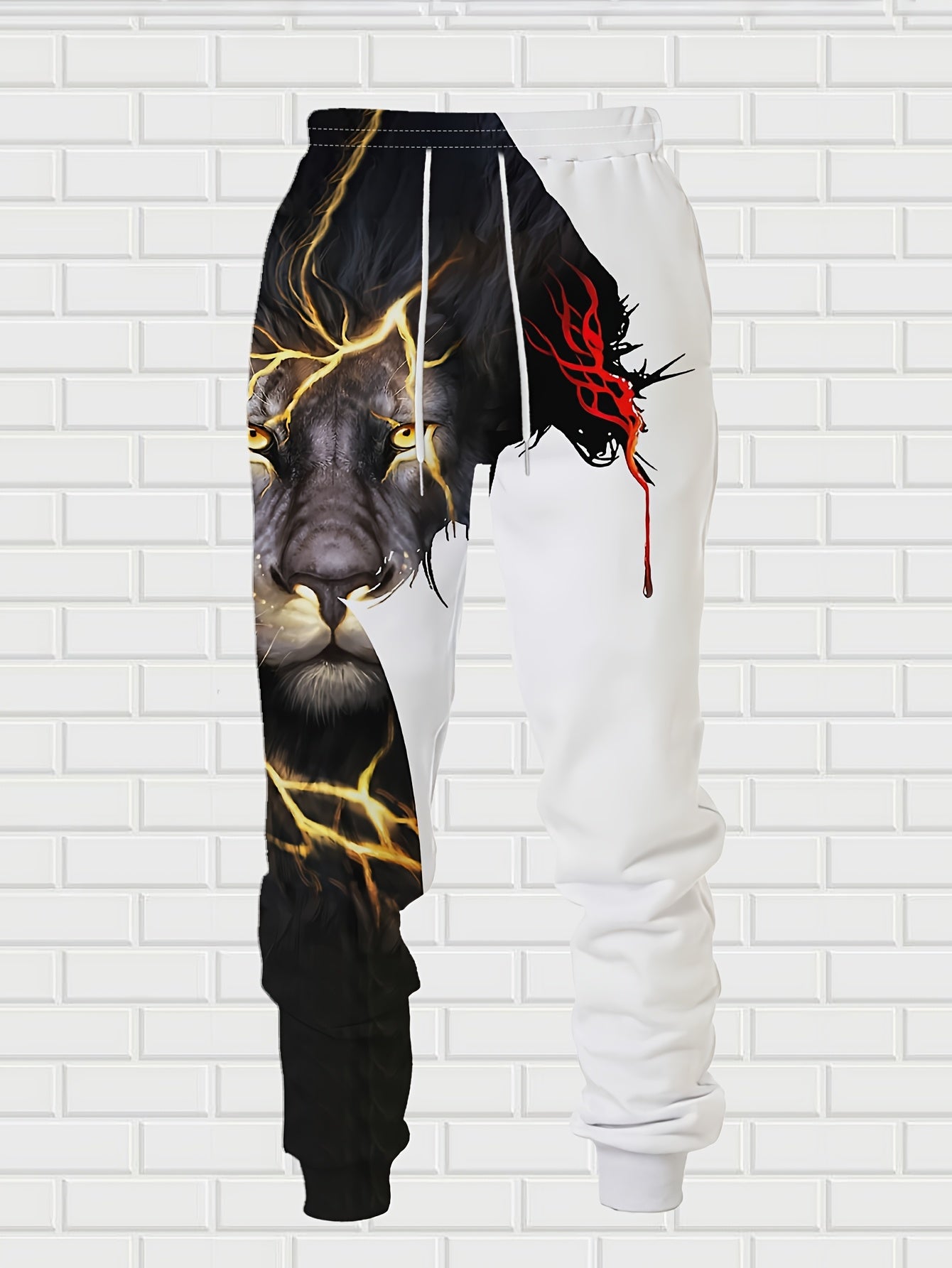 Divine Power 3D Lightning Lion Hoodie Set For Gentlemen