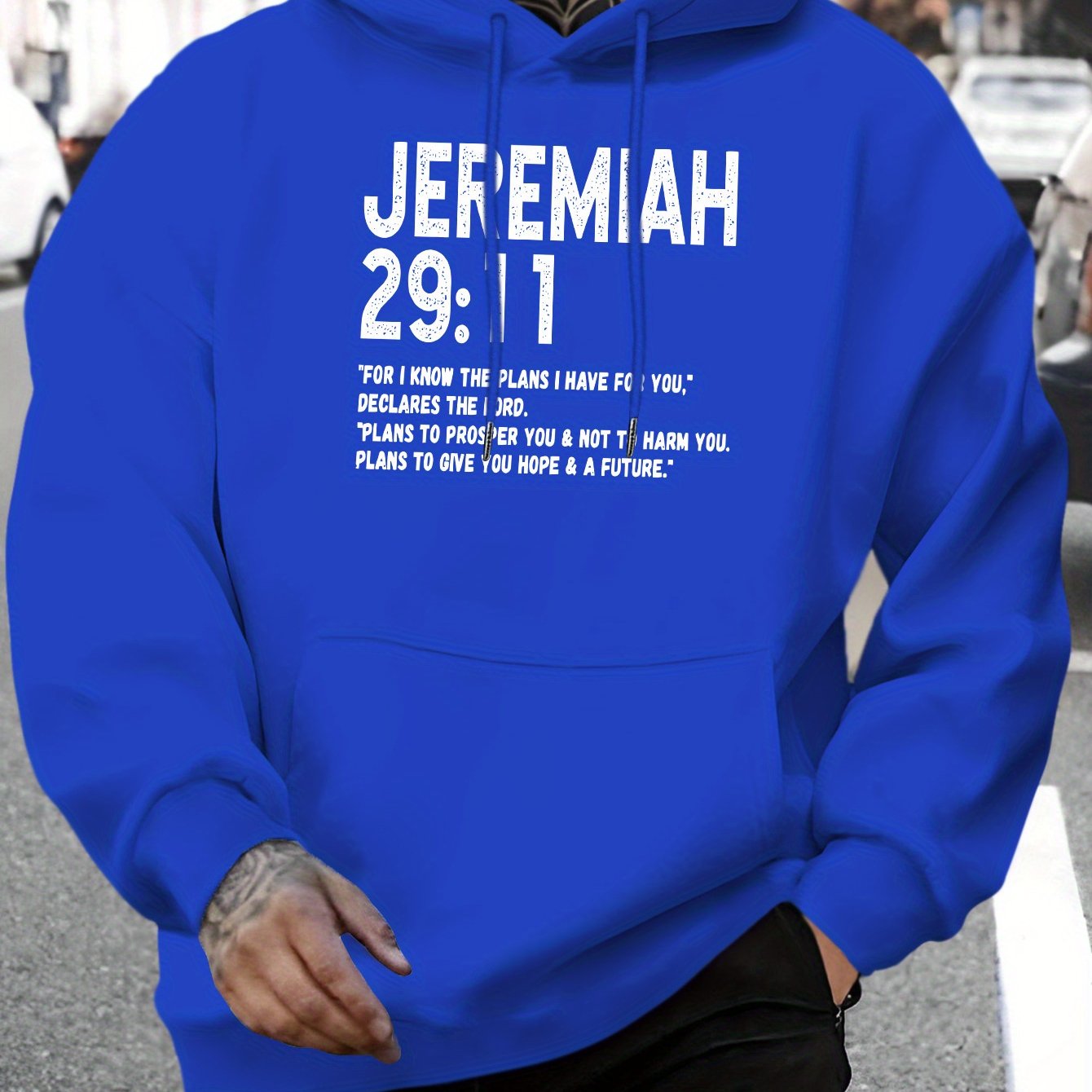 In His Divine Power Jeremiah 29 11 Hoodie Mens Polyester