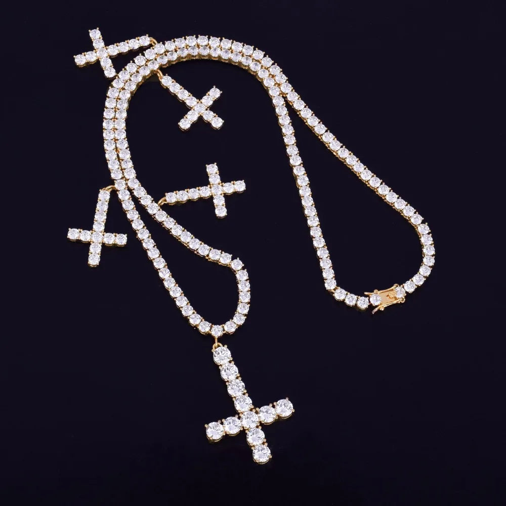 Zircon Cross Pendant Necklace for Women Elegant Religious Jewelry