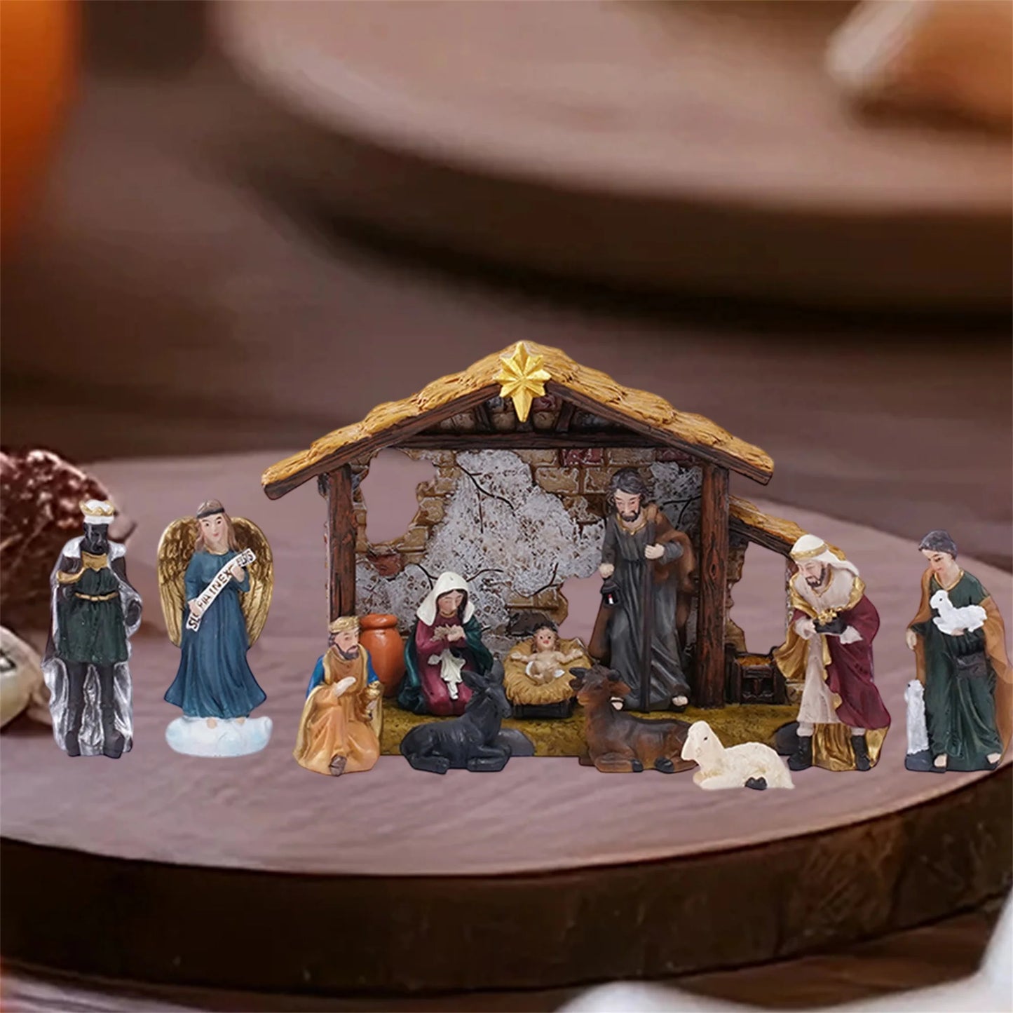 High-concerned Nativity Scene Set 12 Piece Holy Family Figurines
