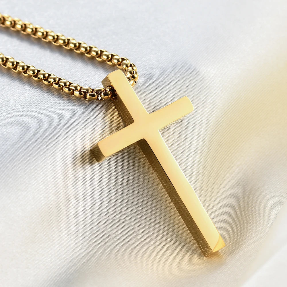 Simple Cross Stainless Steel Necklace for Men