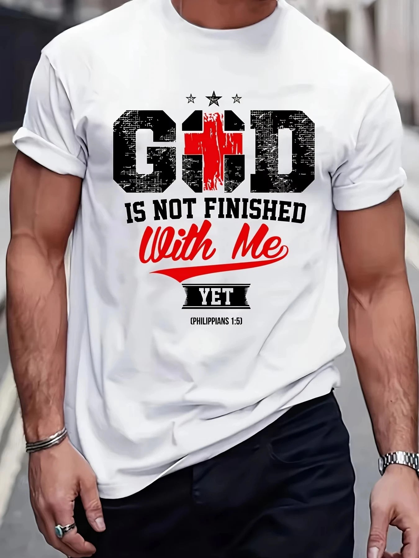 Christian Graphic Tee For Men God Is Not Finished With Me Bible Verse Unisex Cotton T Shirt