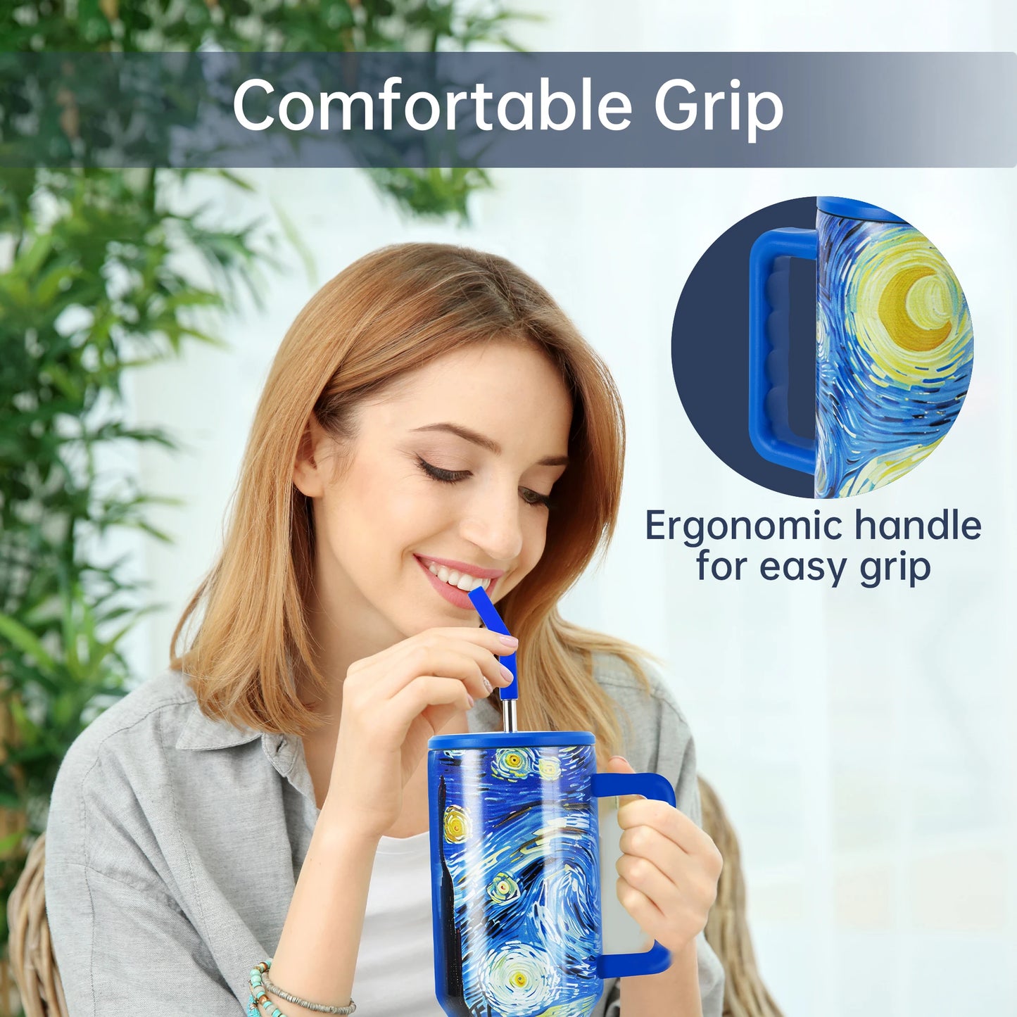 Deli Stainless Steel Tumbler with Straw