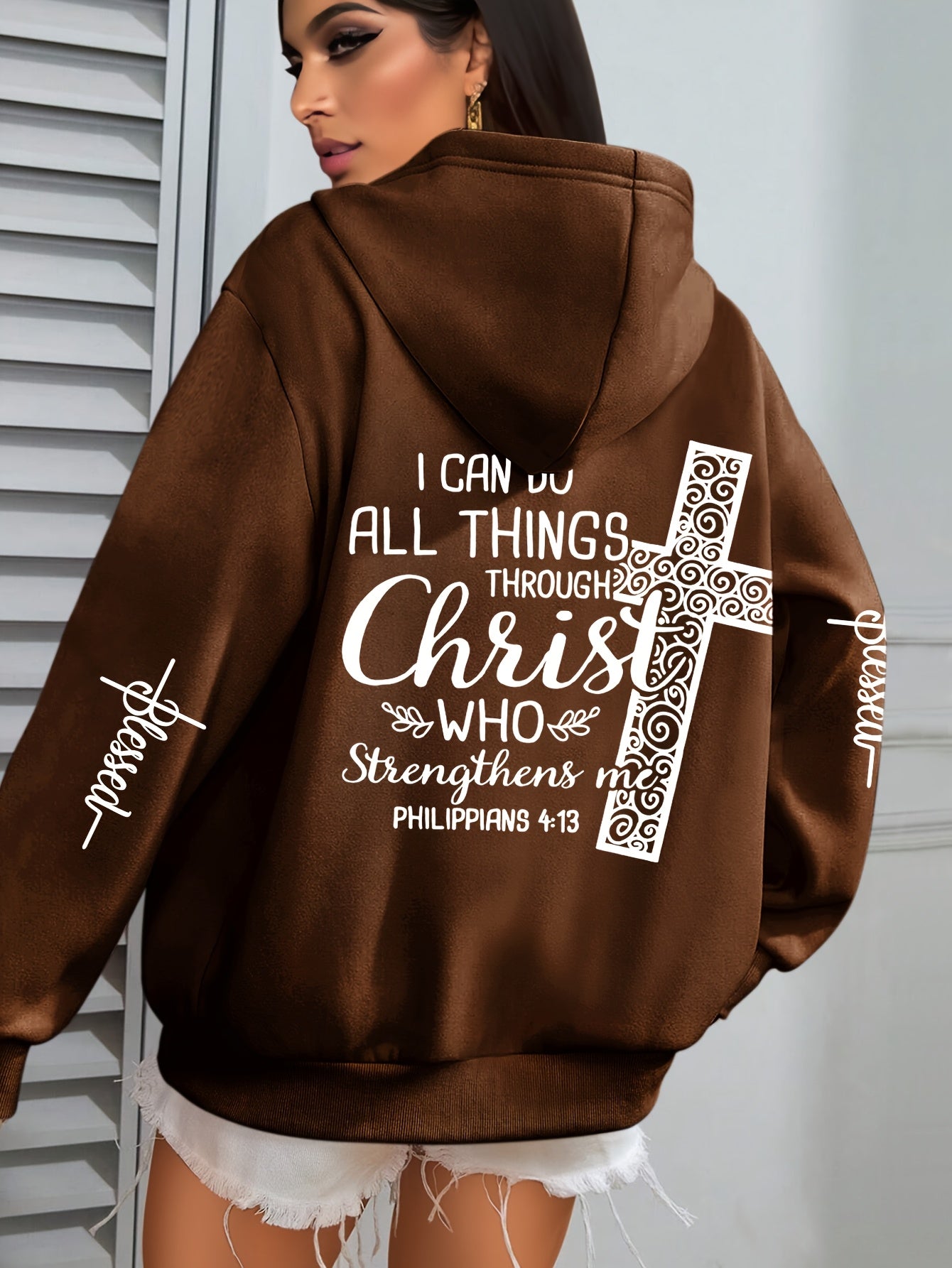 IHDP Inspirational Christ Hoodie For Women Front Pocket