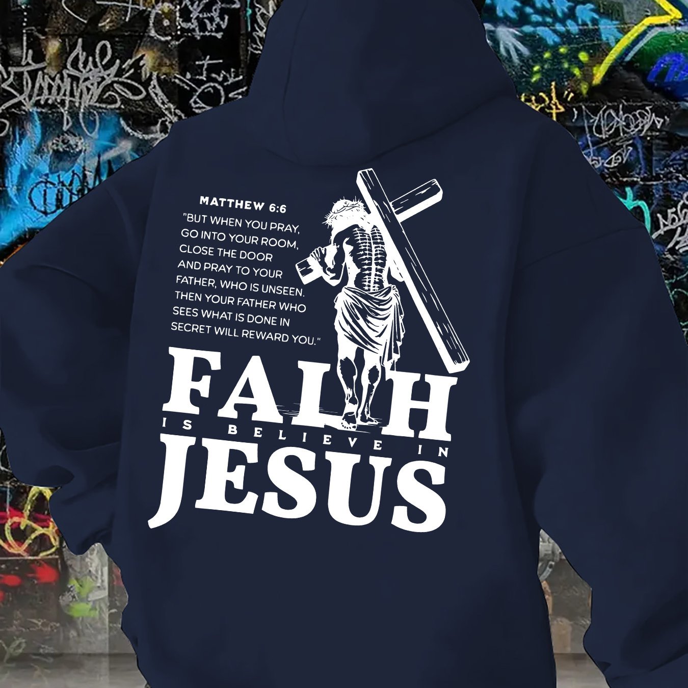 Divine Power Faith Cross Graphic Hoodie Pullover Everyday