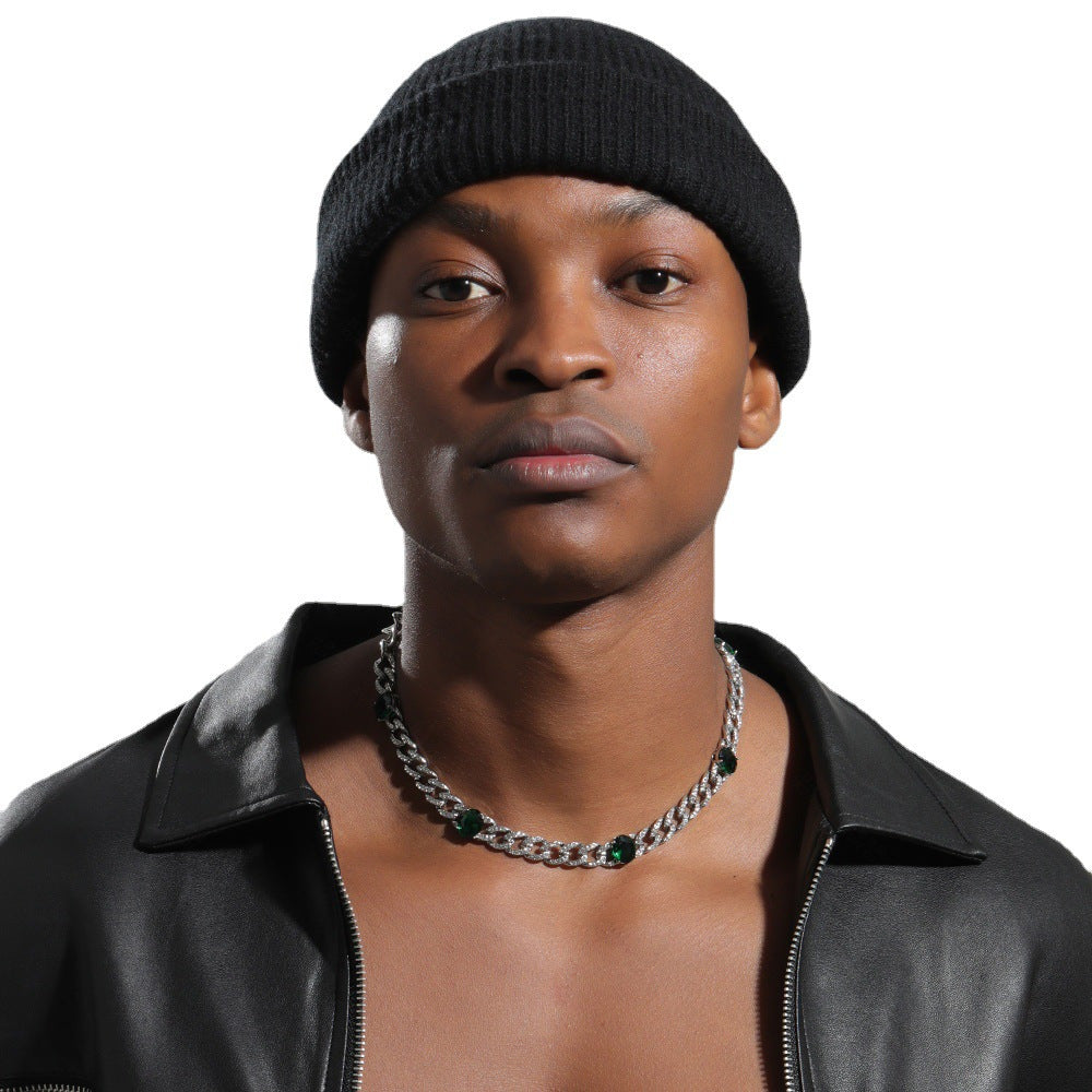 Men's Hip Hop Style Synthetic Zirconia Cuban Chain Necklace