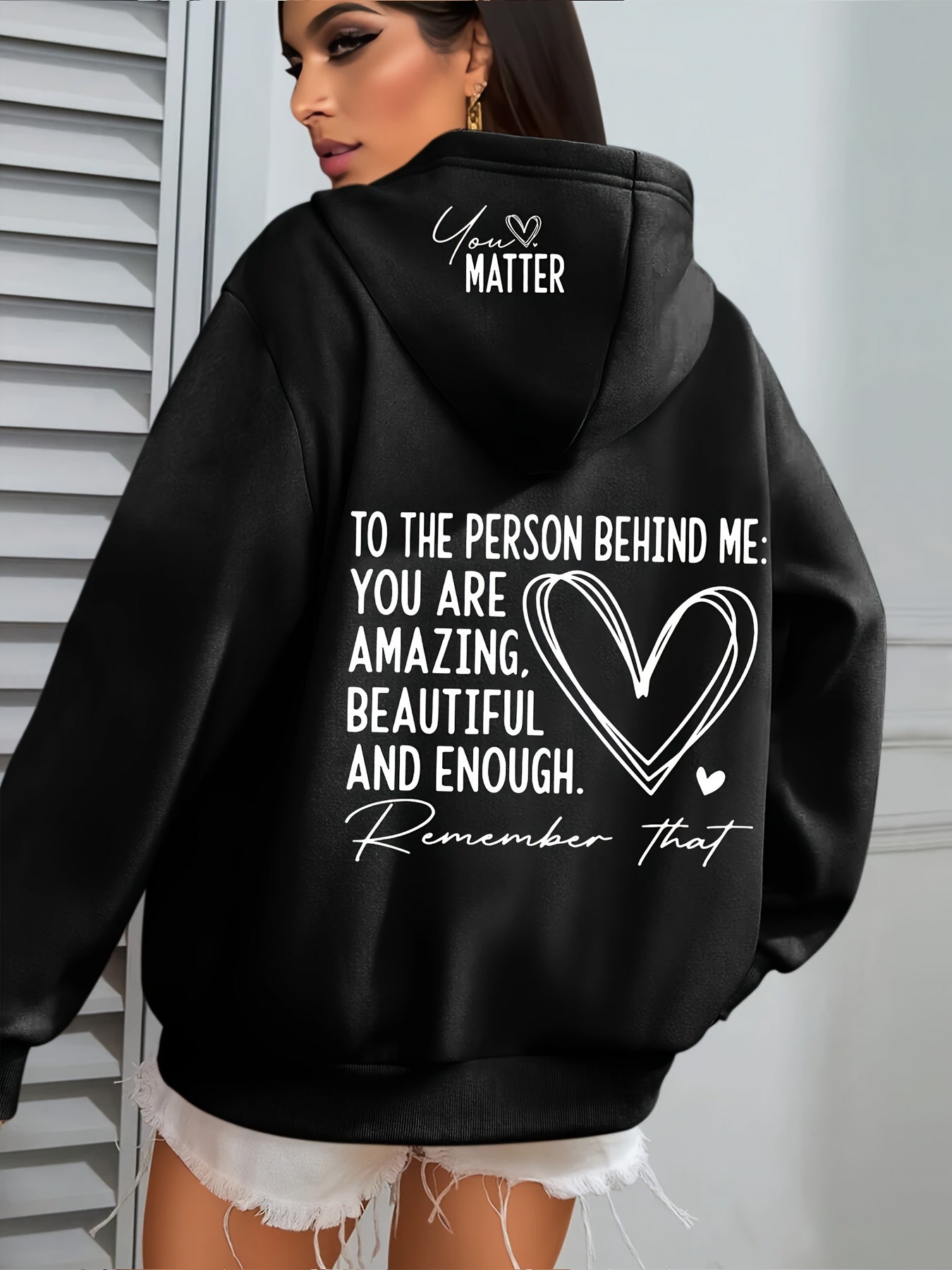 Womens Vintage Fleece Lined Hoodie With Positive Print