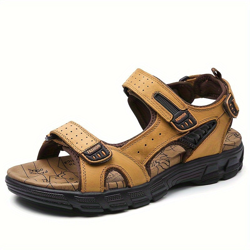In His Divine Power Leather Sandals With Hook Closure