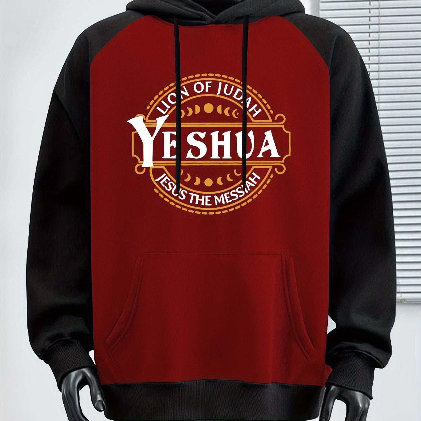 Lion Print Hoodie Sweatshirt With Yeshua Graphic Regular Fit
