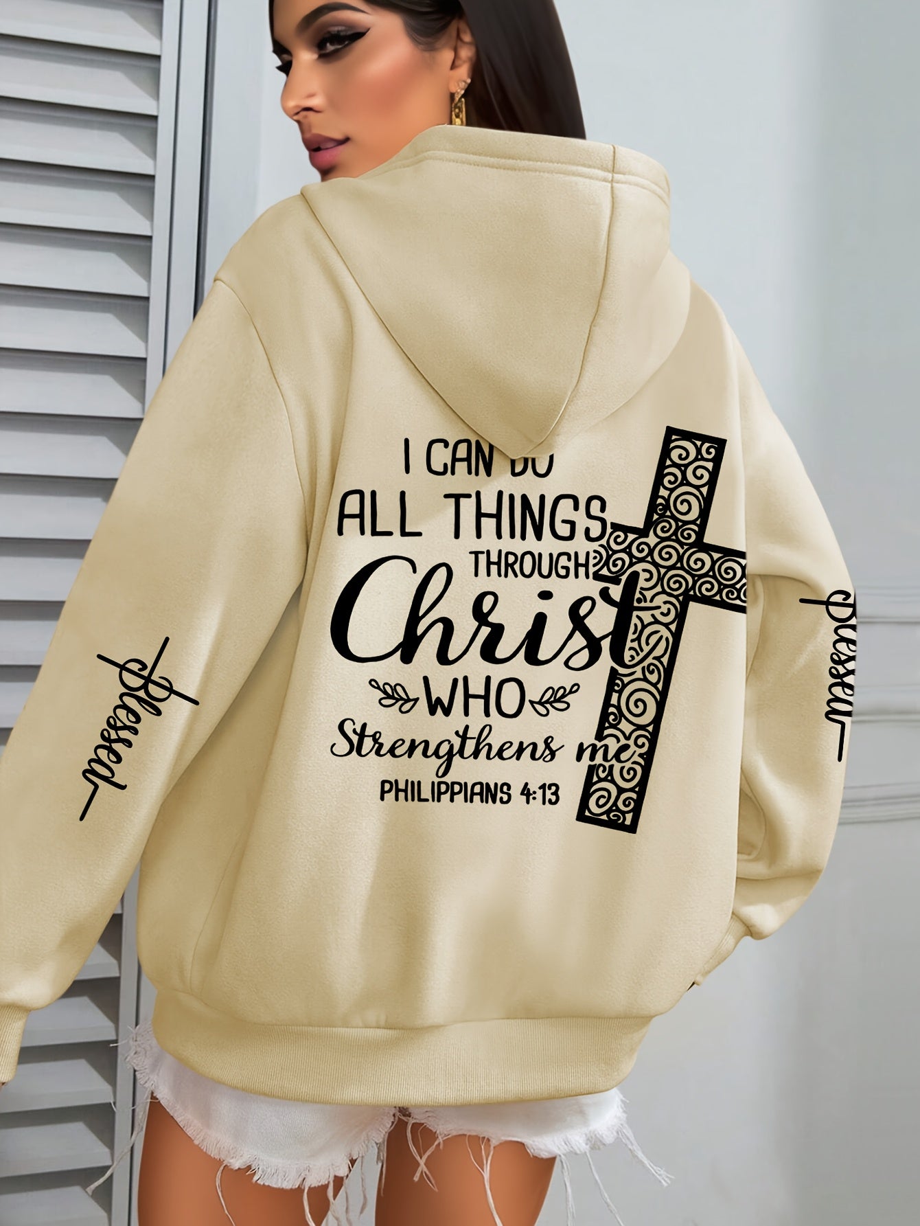 IHDP Inspirational Christ Hoodie For Women Front Pocket