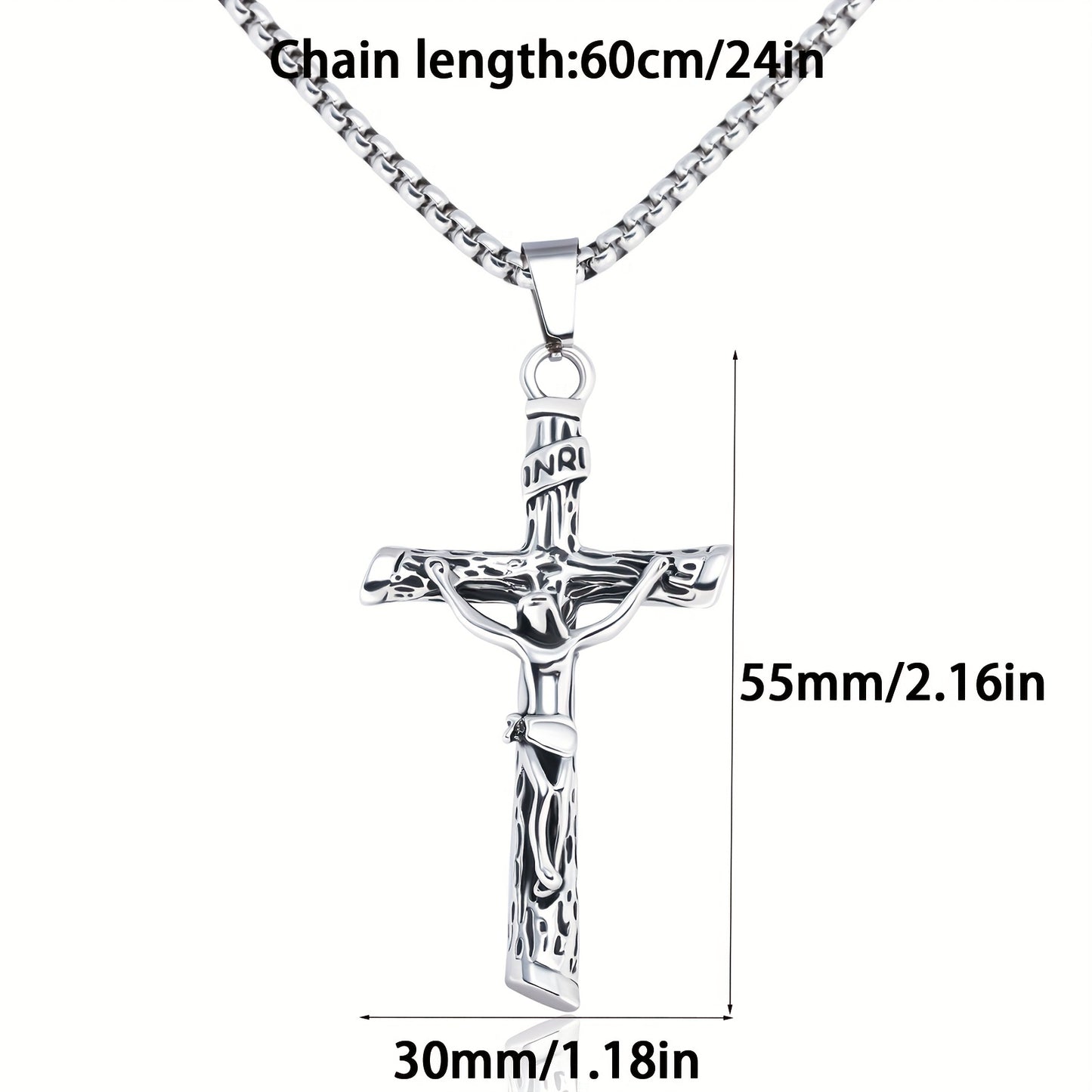 Embossed Jesus Crucifixion Pendant Necklace for Men Fashion Jewelry