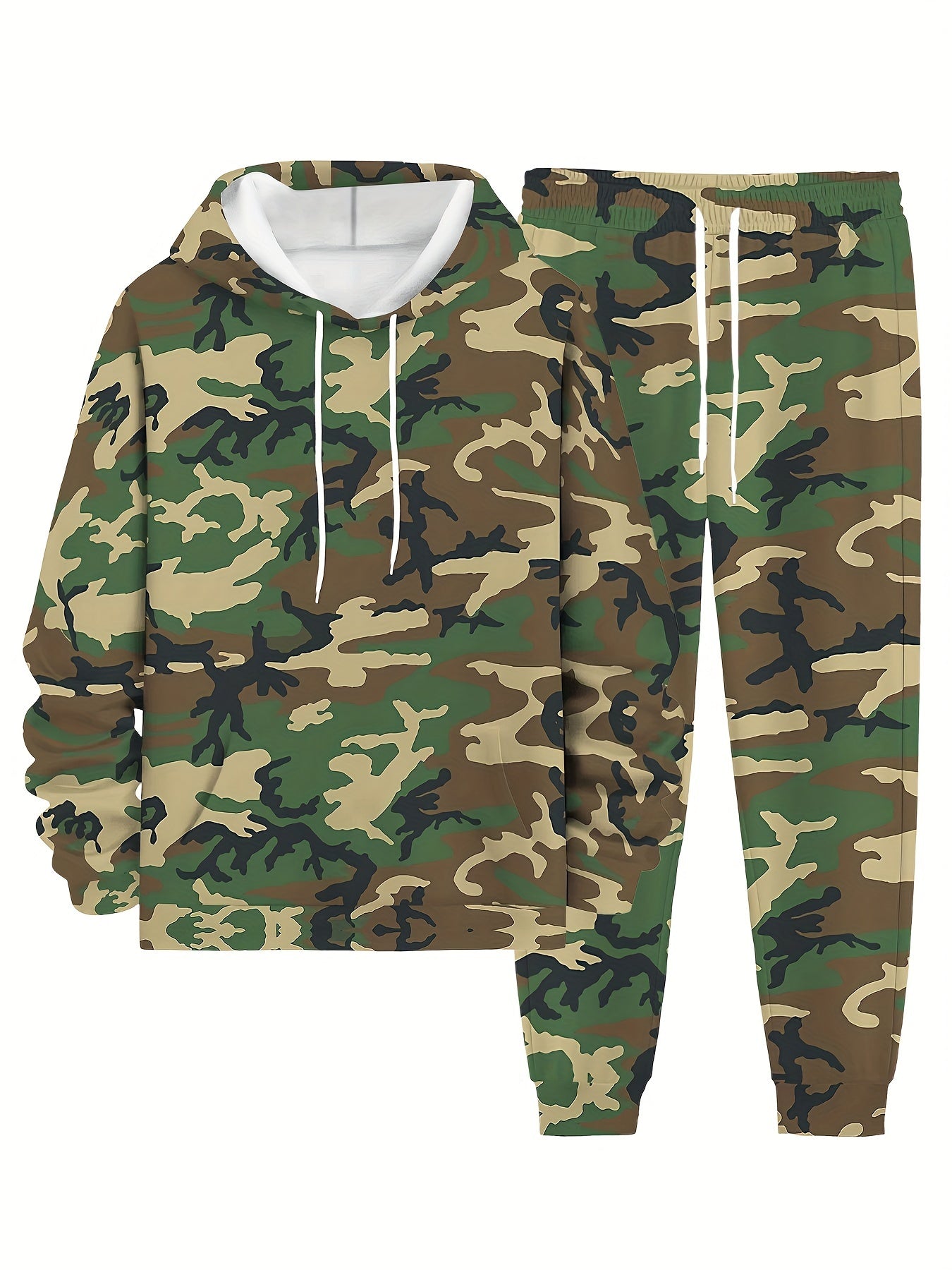 IHDP Camouflage Hoodie and Pants Set for Men Outdoor