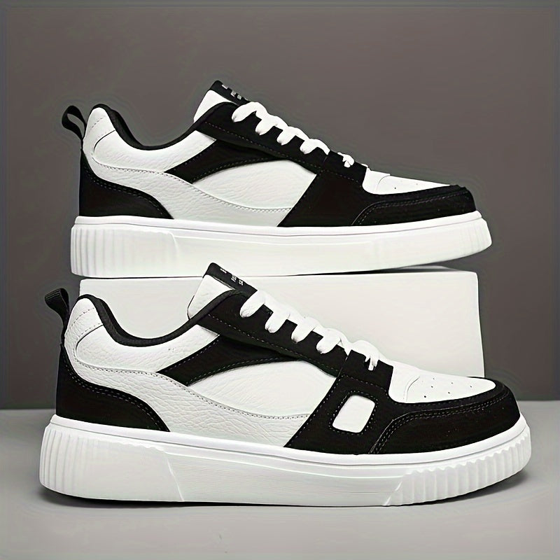 Men's Trendy Solid Color Block Skate Shoes for All Season Wear