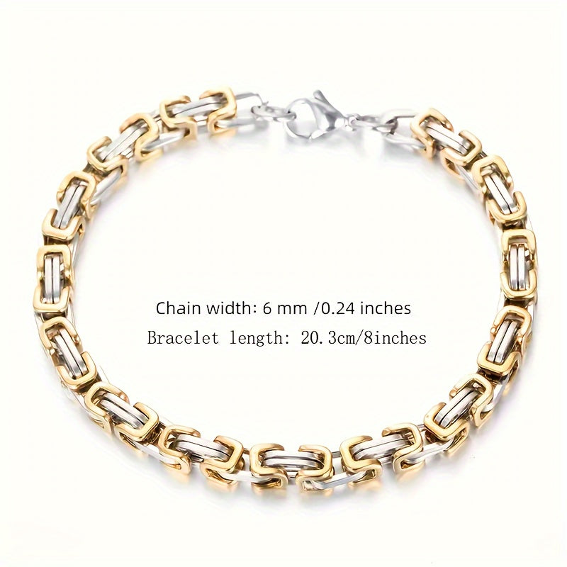 Men's Retro Cross Pendant Necklace and Simple Bracelet Set