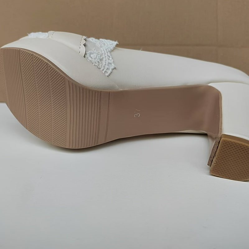 Pink Elegant Women's Mary Jane Pumps Kawaii-Style High Heel Block Heel