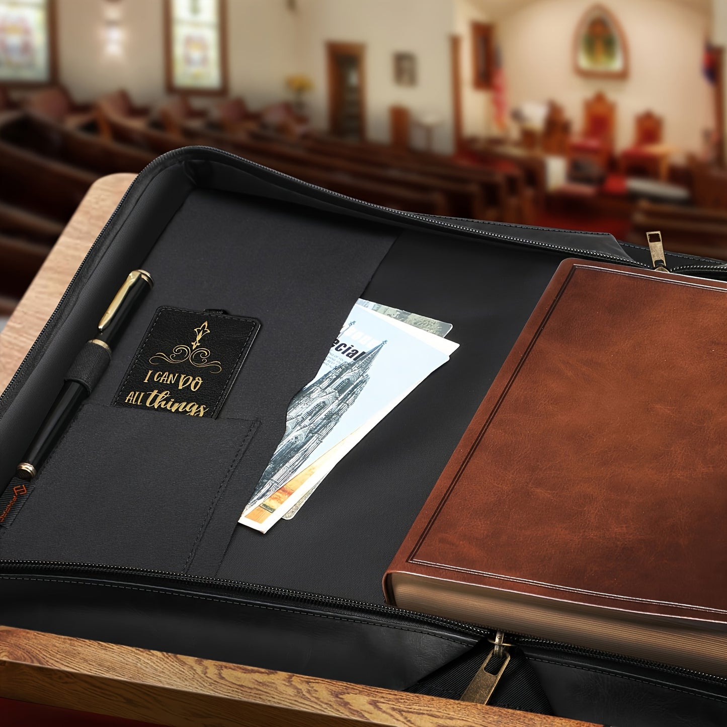 Large Durable Faux Leather Bible Cover Case for Men and Women