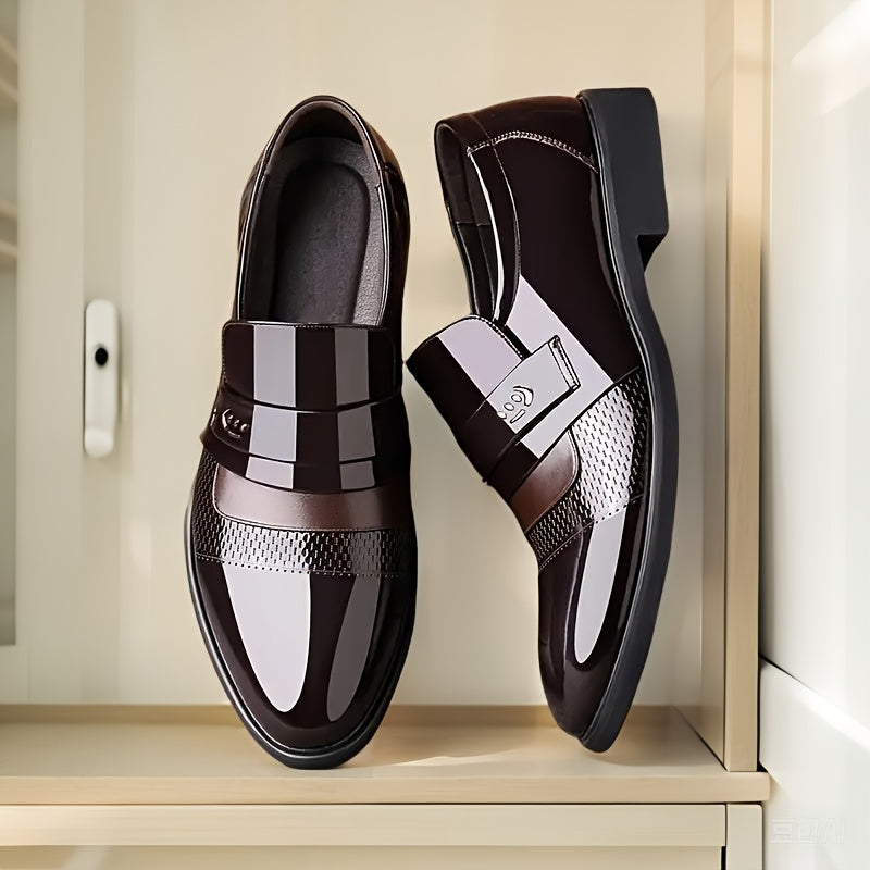 Black Oxford Dress Shoes Slip On Non Slip Penny Loafers