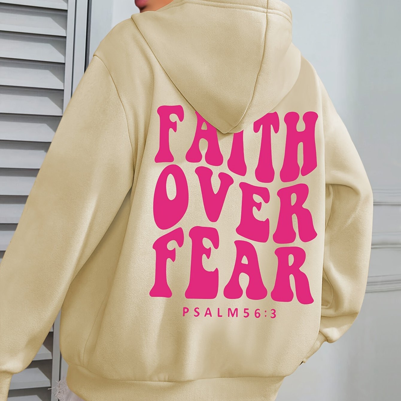 Womens Casual Hoodie Faith Over Fear Alphabet Print