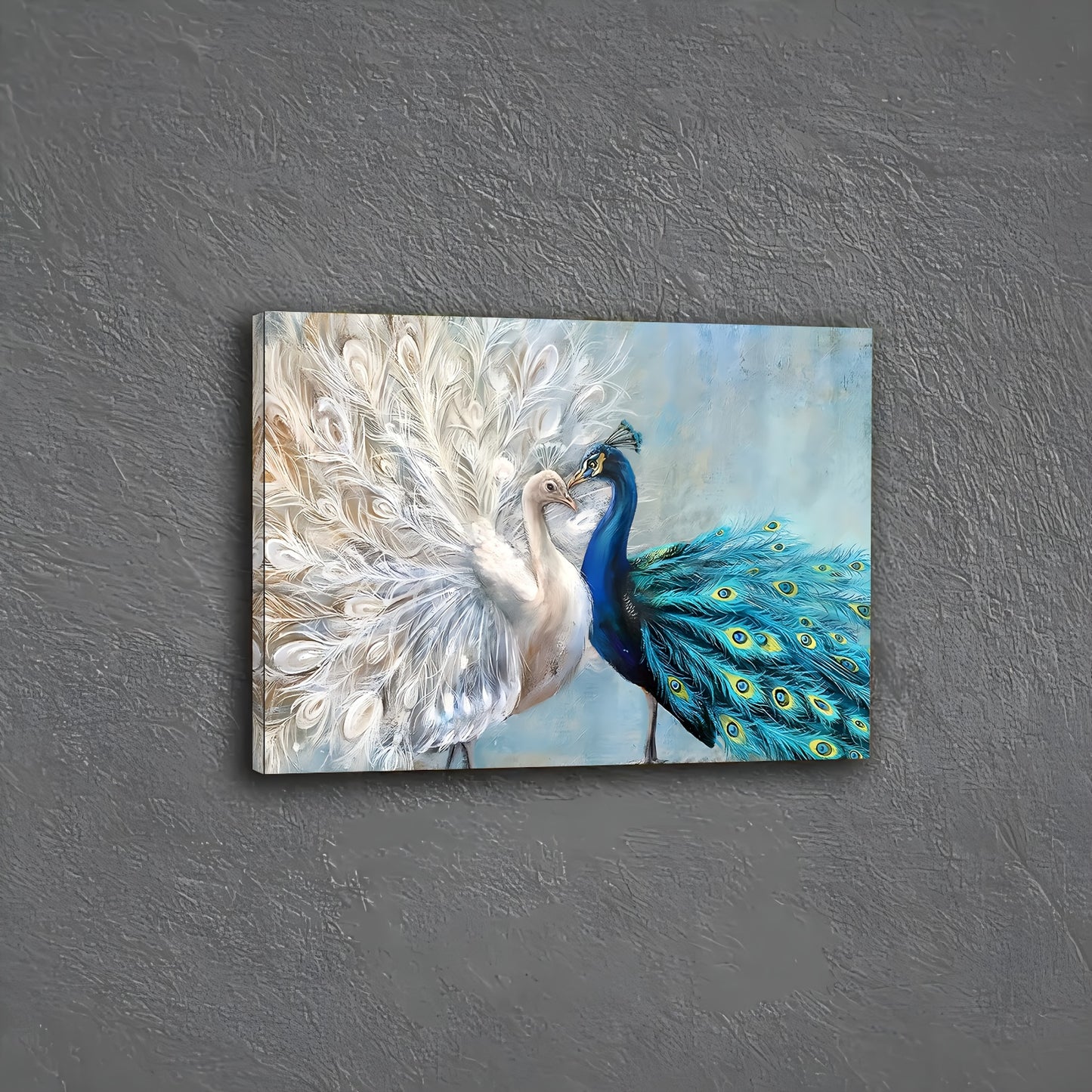 Stunning Peacock Canvas Wall Art With Wooden Frame USA Made