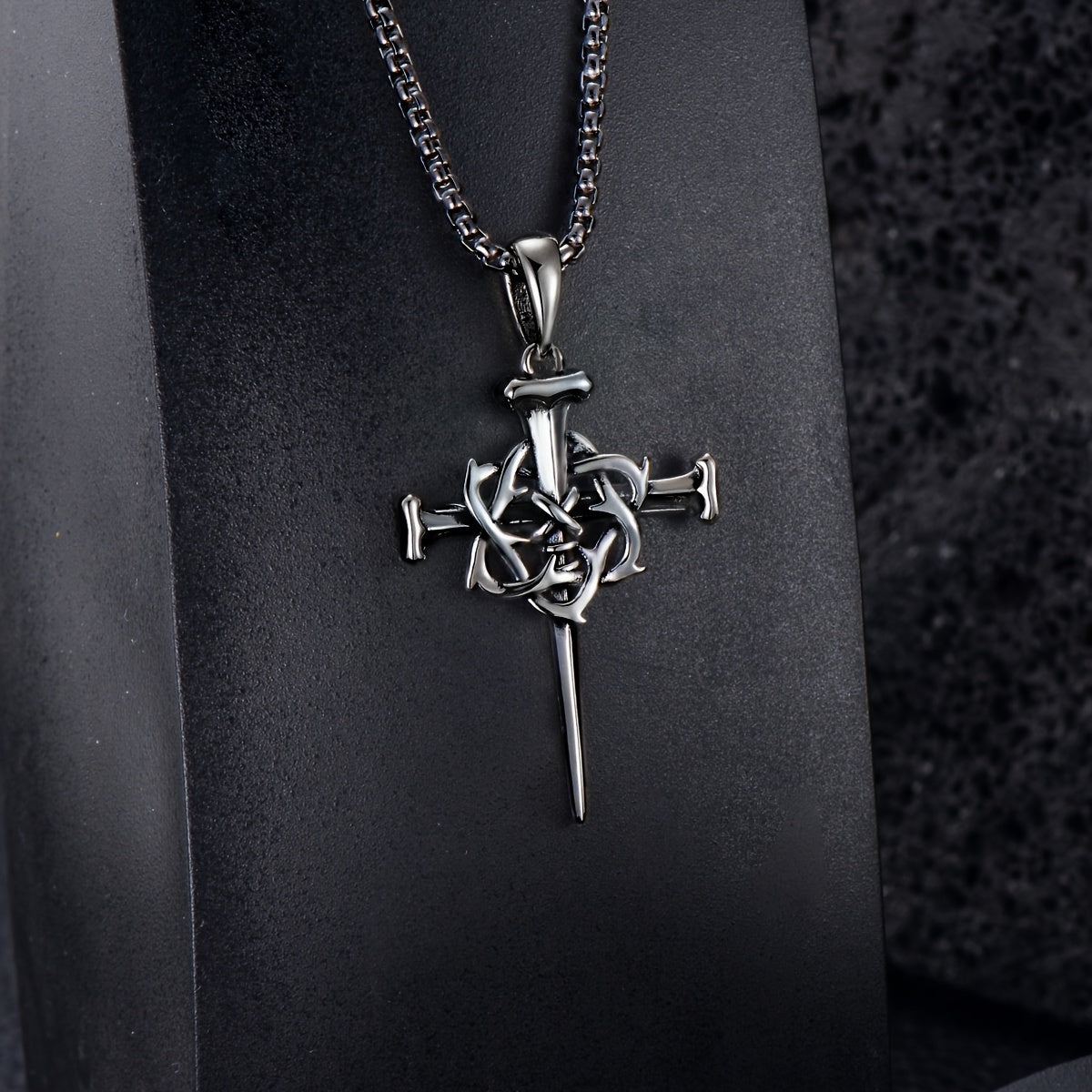 Swordgod Black Nail Cross Necklace For Men And Women