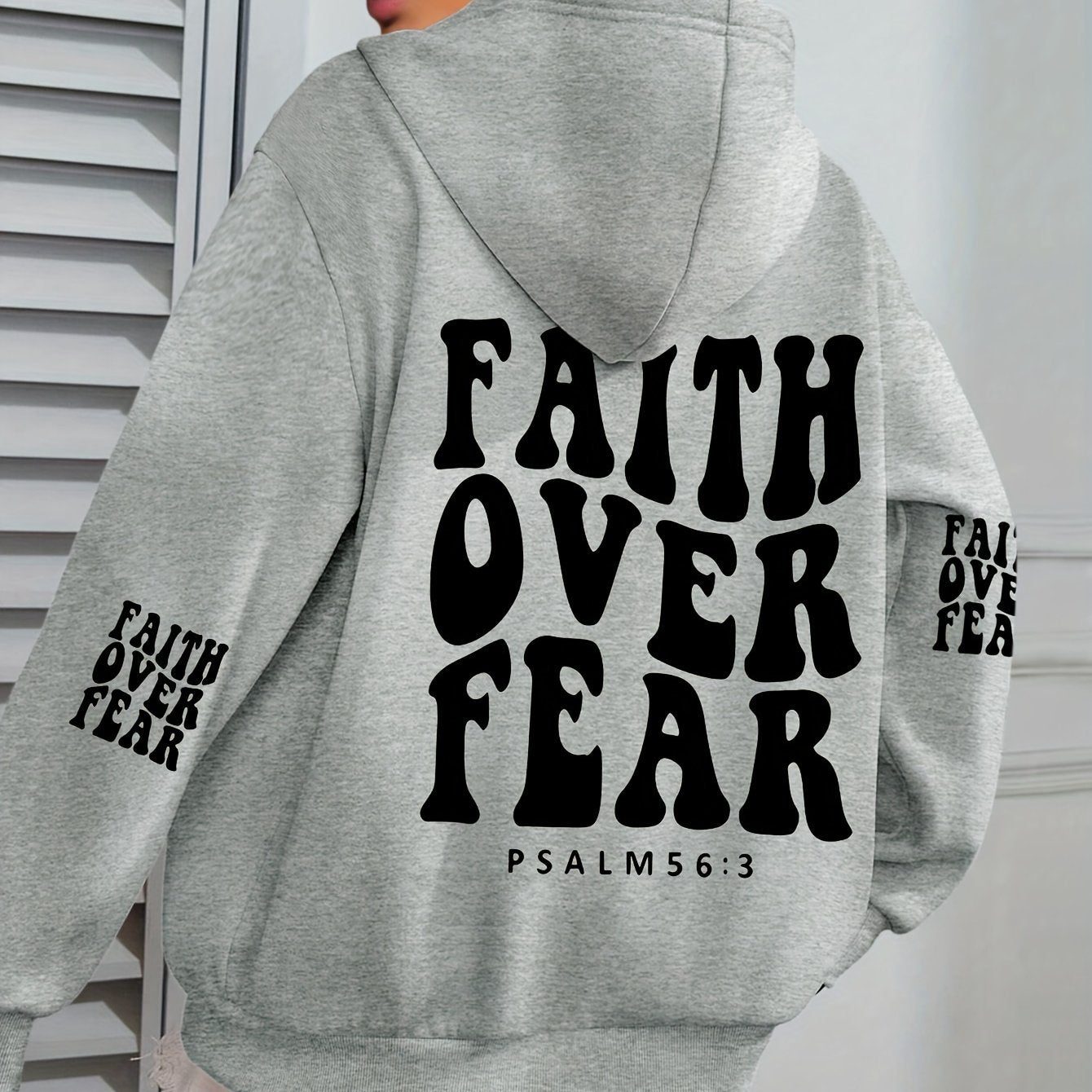 IHDP Faith Over Fear Hoodie Inspirational Print Sweatshirt