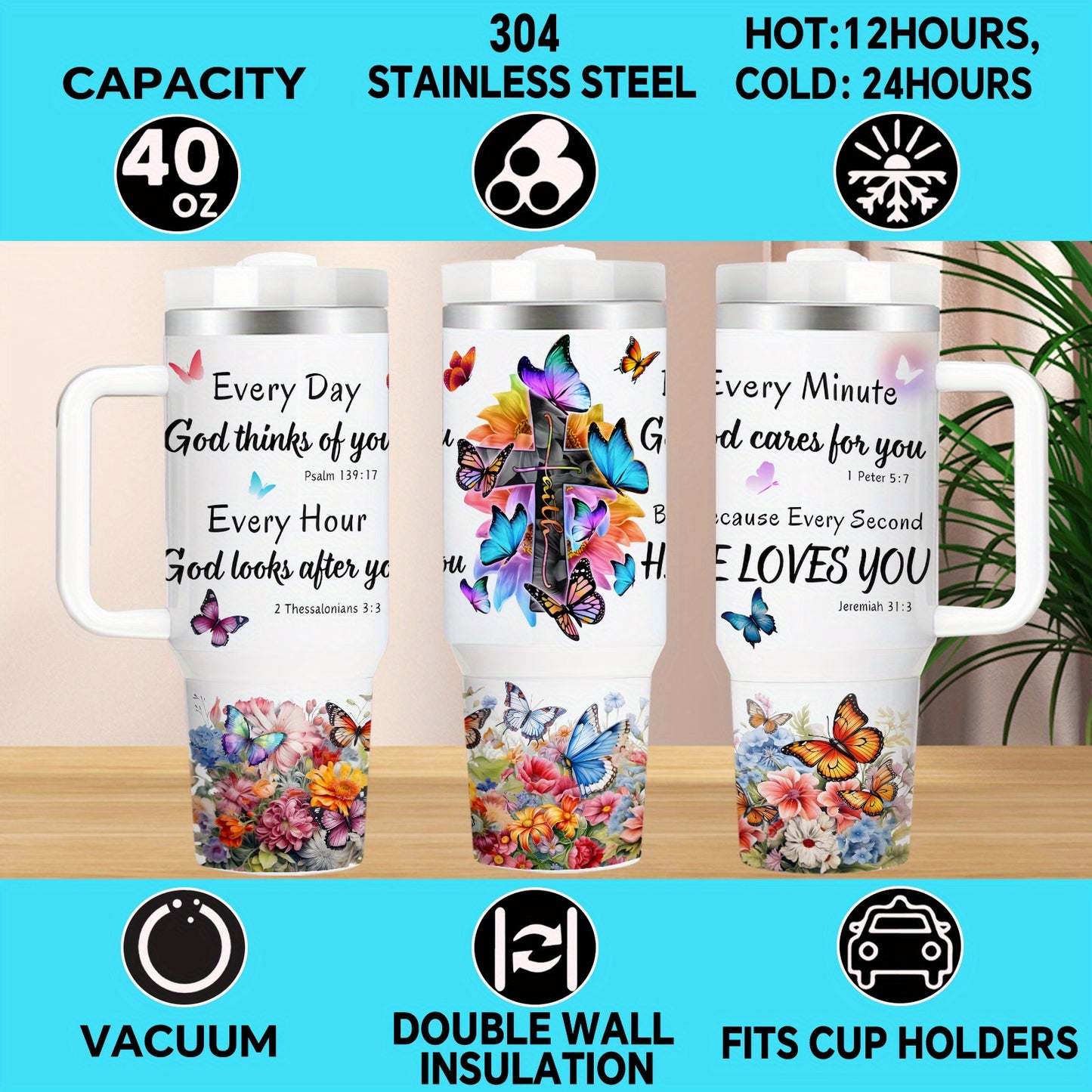 Mikenda Insulated Stainless Steel Tumbler God Loves You