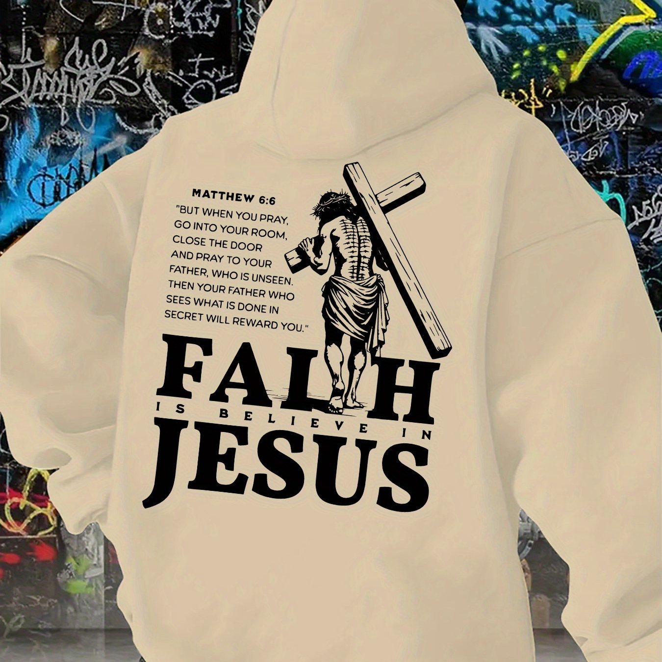 Divine Power Faith Cross Graphic Hoodie Pullover Everyday