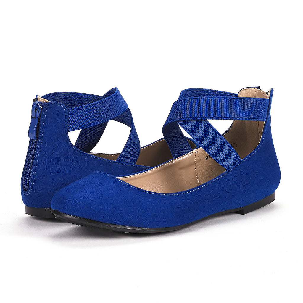 Women's Comfortable Fashion Elastic Ankle Strap Flats Shoes