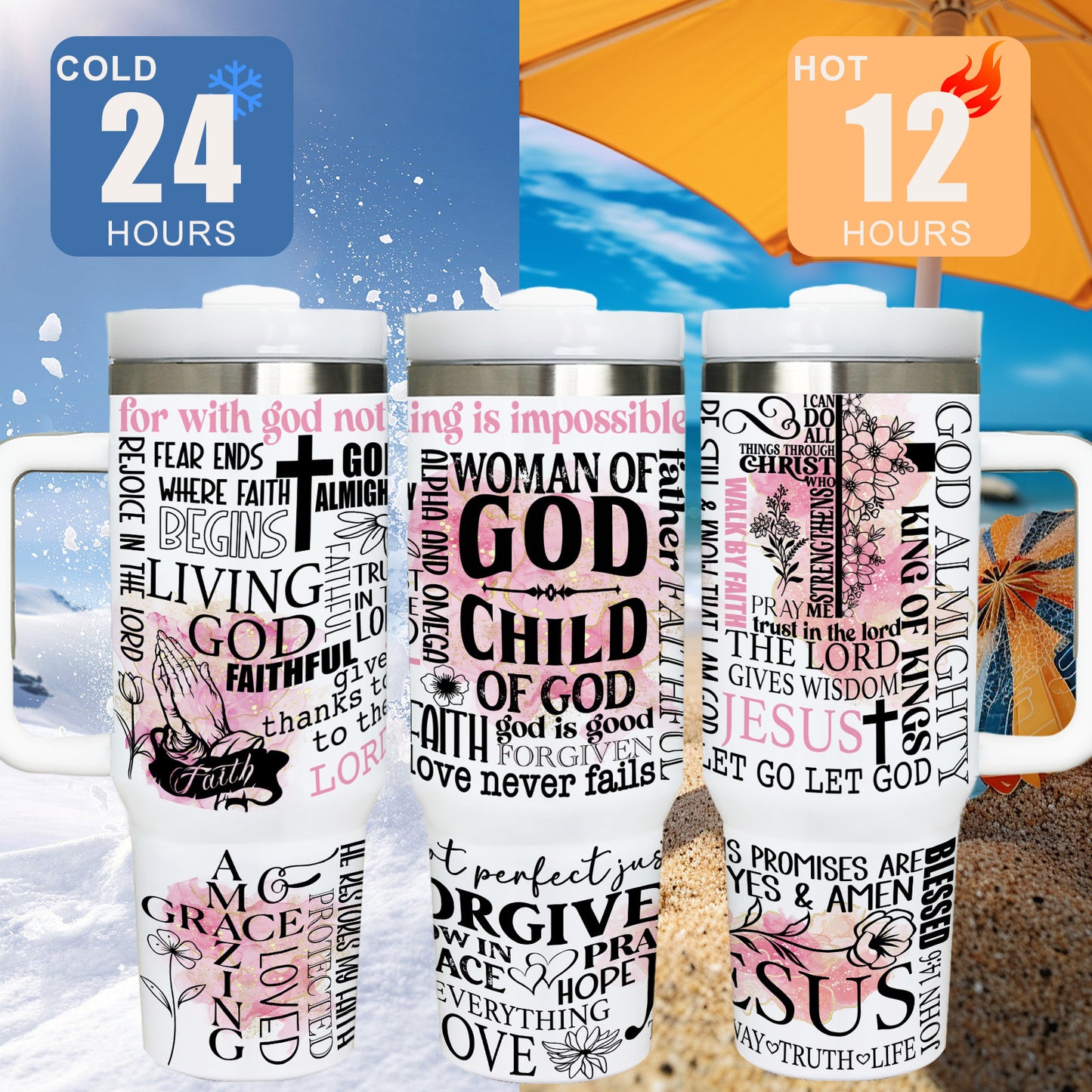 40oz Inspirational Stainless Steel Insulated Tumbler with Straw