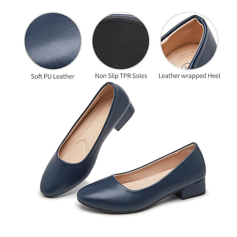 Comfortable Women's Elegant Slip On Pumps Round Toe Design