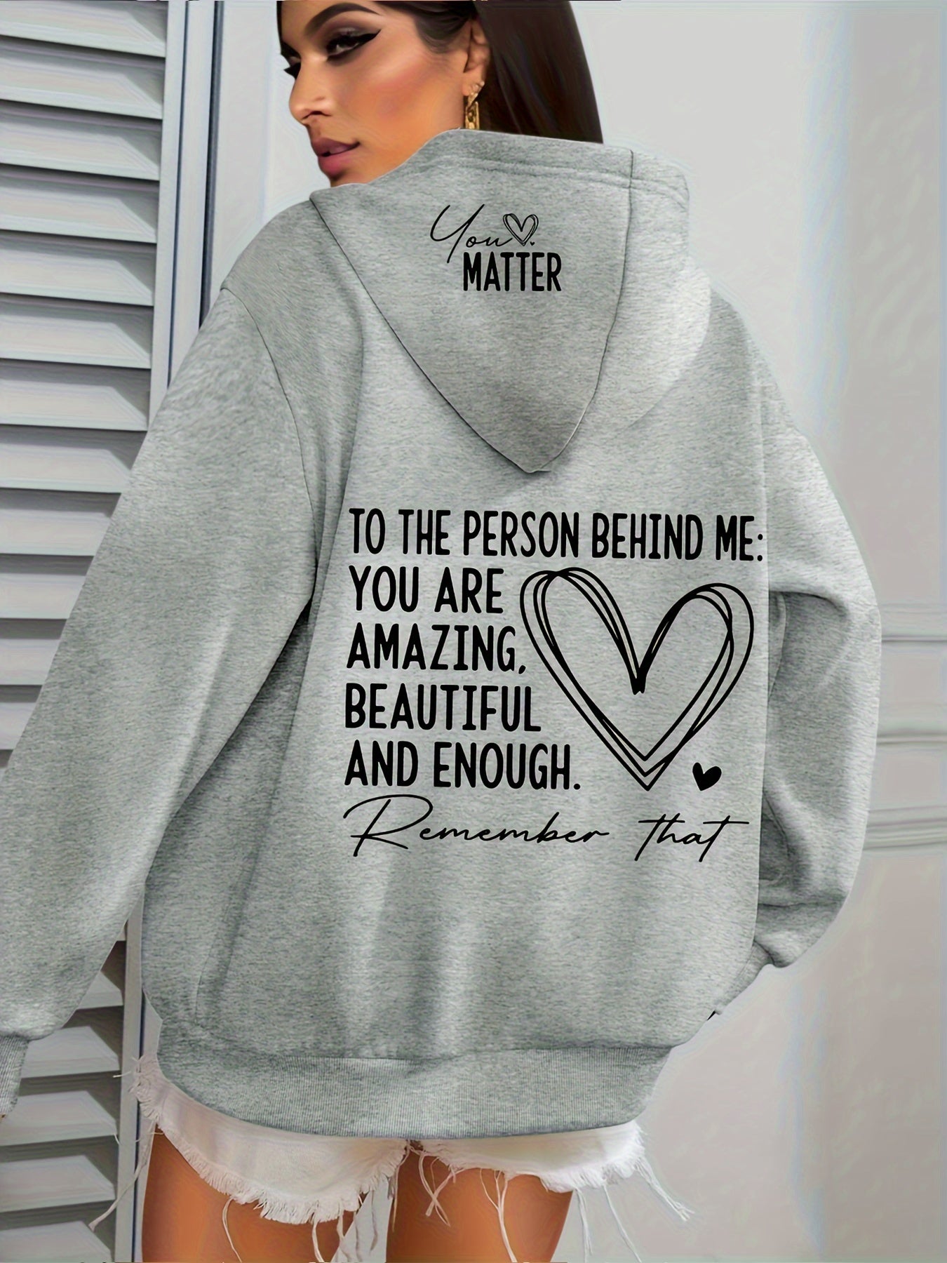Womens Vintage Fleece Lined Hoodie With Positive Print