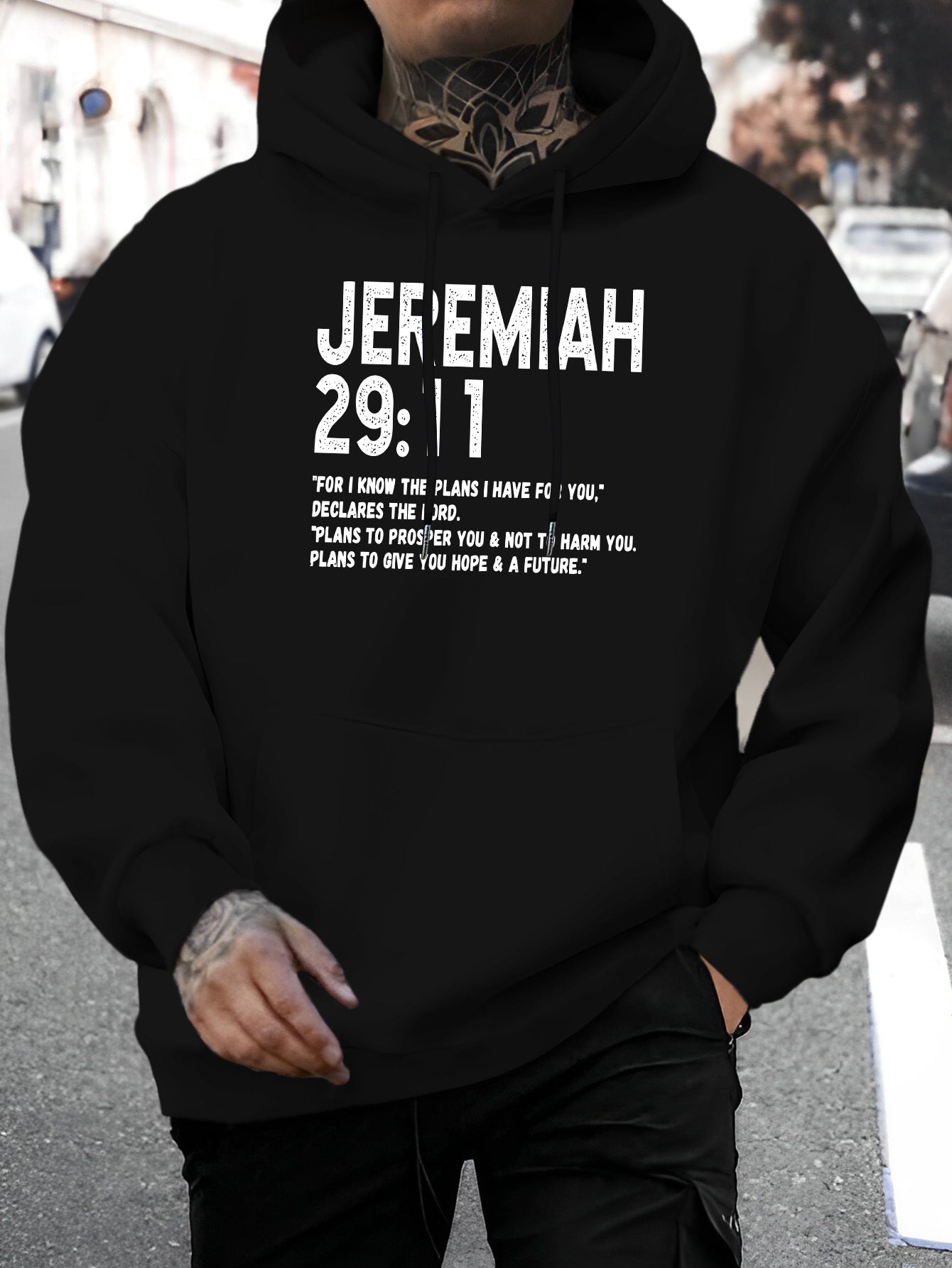 In His Divine Power Jeremiah 29 11 Hoodie Mens Polyester
