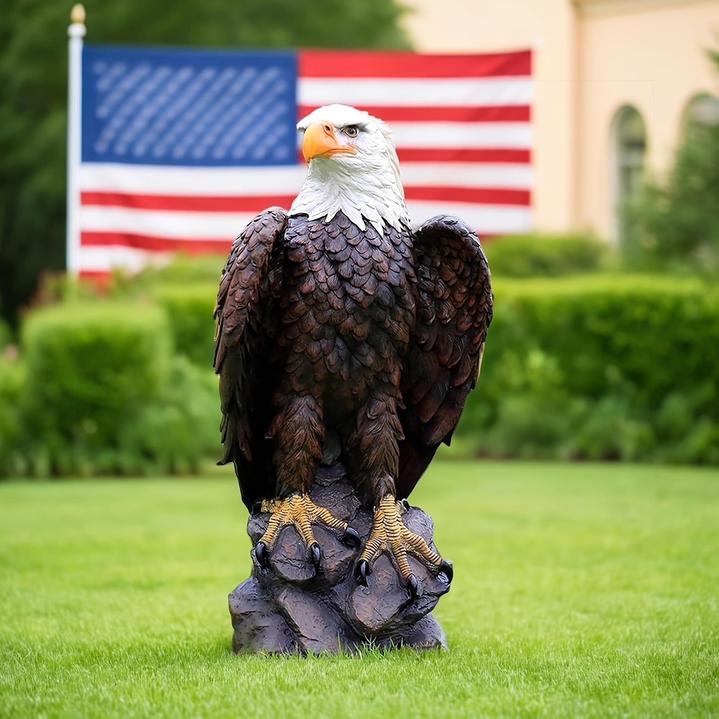 13 X 24.4 Inch Hand Drawn Bald Eagle Garden Statue