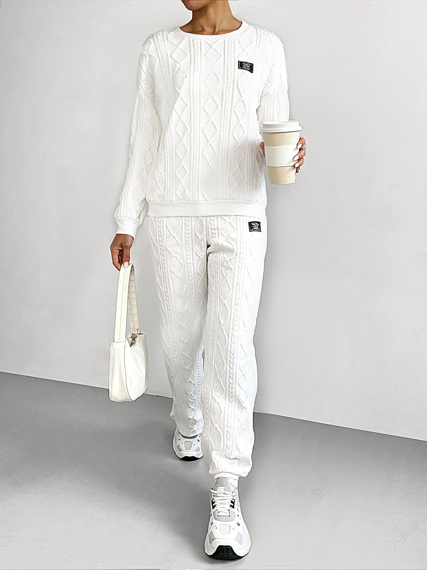 IHDP Chic Off Shoulder Sweatshirt And Joggers Set Polyester
