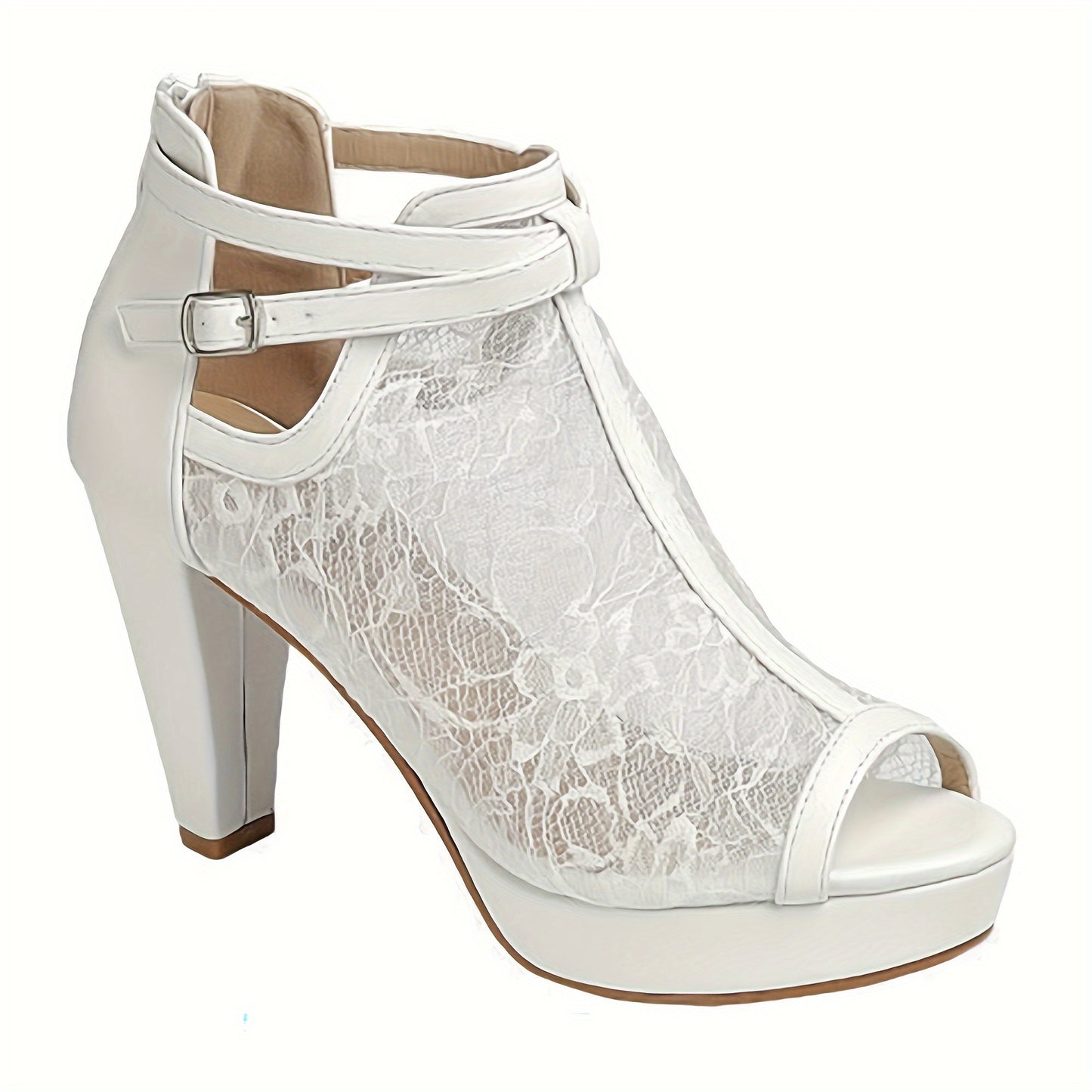 Women's High Heels Dress Wedding Shoes with Mesh Design