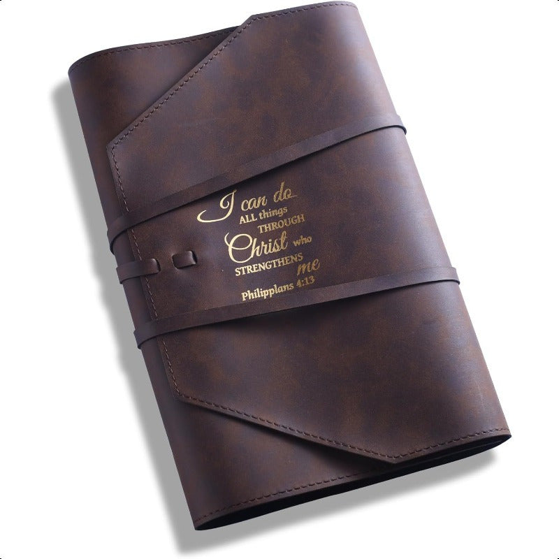 Leather Bible Cover for Men and Women I Can Do All Things Through Christ Gifts