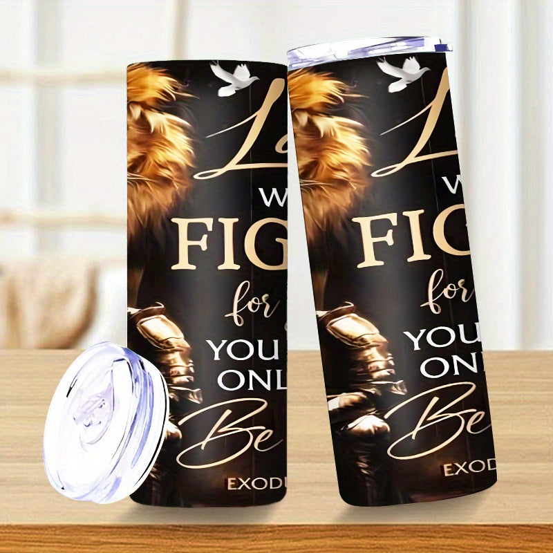 20oz Stainless Steel Thermos Cup - Double-Wall Insulated Coffee Mug with Lid & Straw, Exodus 14:14