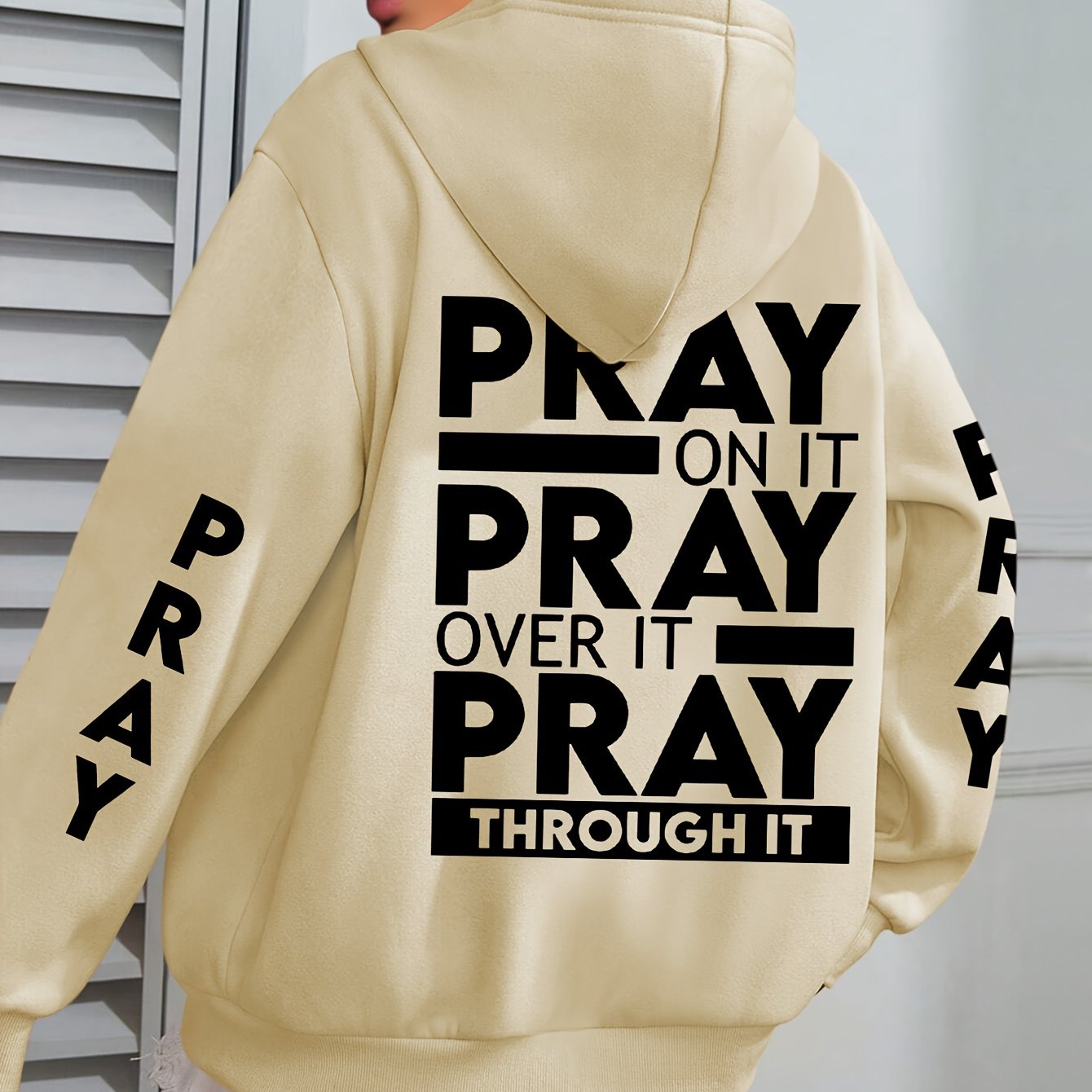 Divine Power Pray Print Kangaroo Pocket Hoodie Sweatshirt