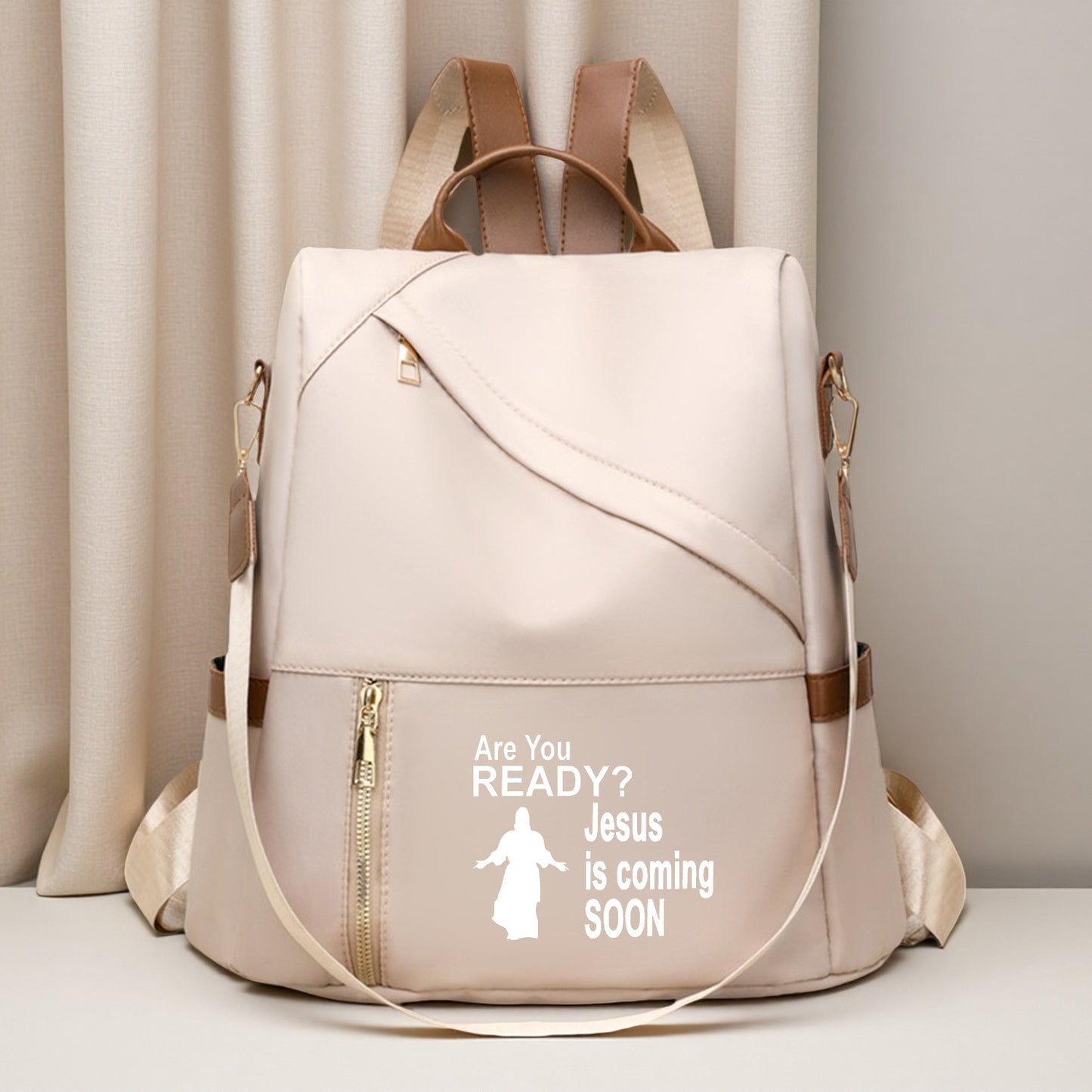 IHDP Lightweight Jesus Print Backpack For Daily Commute