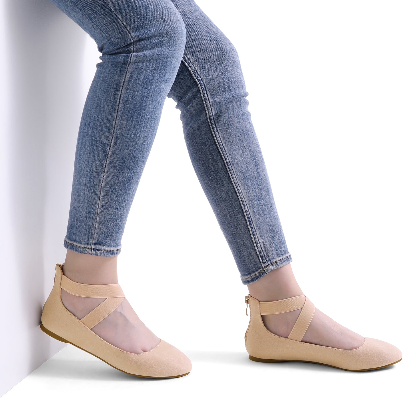 Women's Comfortable Fashion Elastic Ankle Strap Flats Shoes