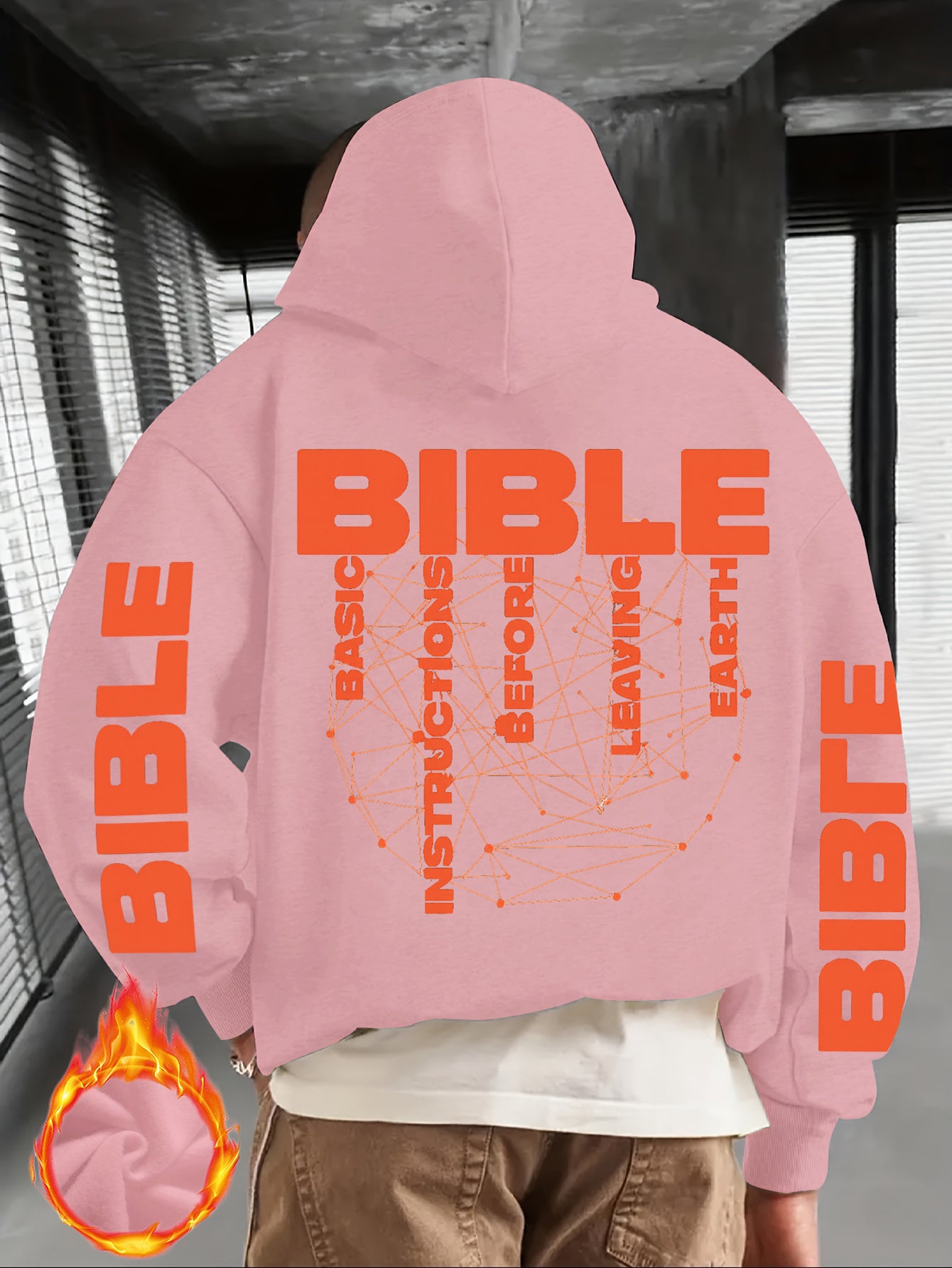 Men'S Christian Hoodie - Bible Verse Sweatshirt with "BIBLE" Text, Loose Fit Hooded Pullover for Church, Everyday Faith Expression - Fall/Winter Warmth - Religious Apparel Gift for Men, Autumn Winter Wear, Casual Streetwear,