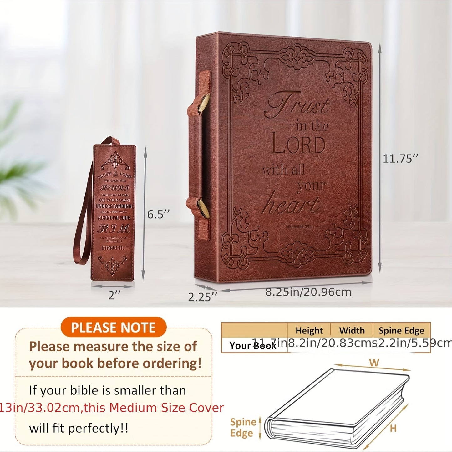 1pc PU Leather Bible Cover with Handle Trust in the Lord Design