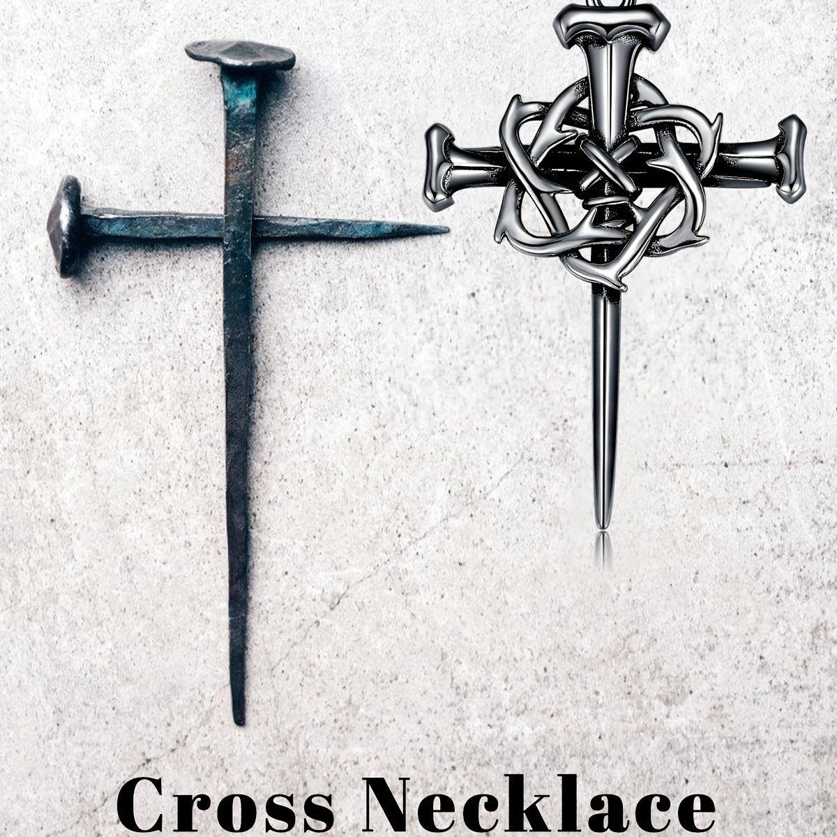 Swordgod Black Nail Cross Necklace For Men And Women