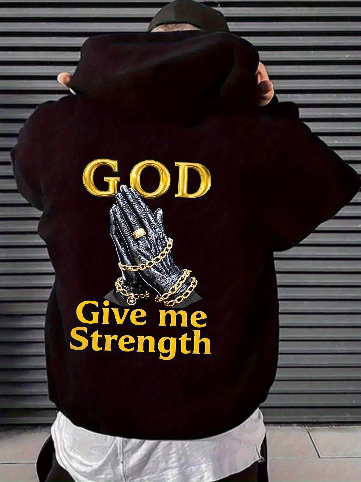 Mens Religious Hoodie Spiritual Prayer Hands Pullover