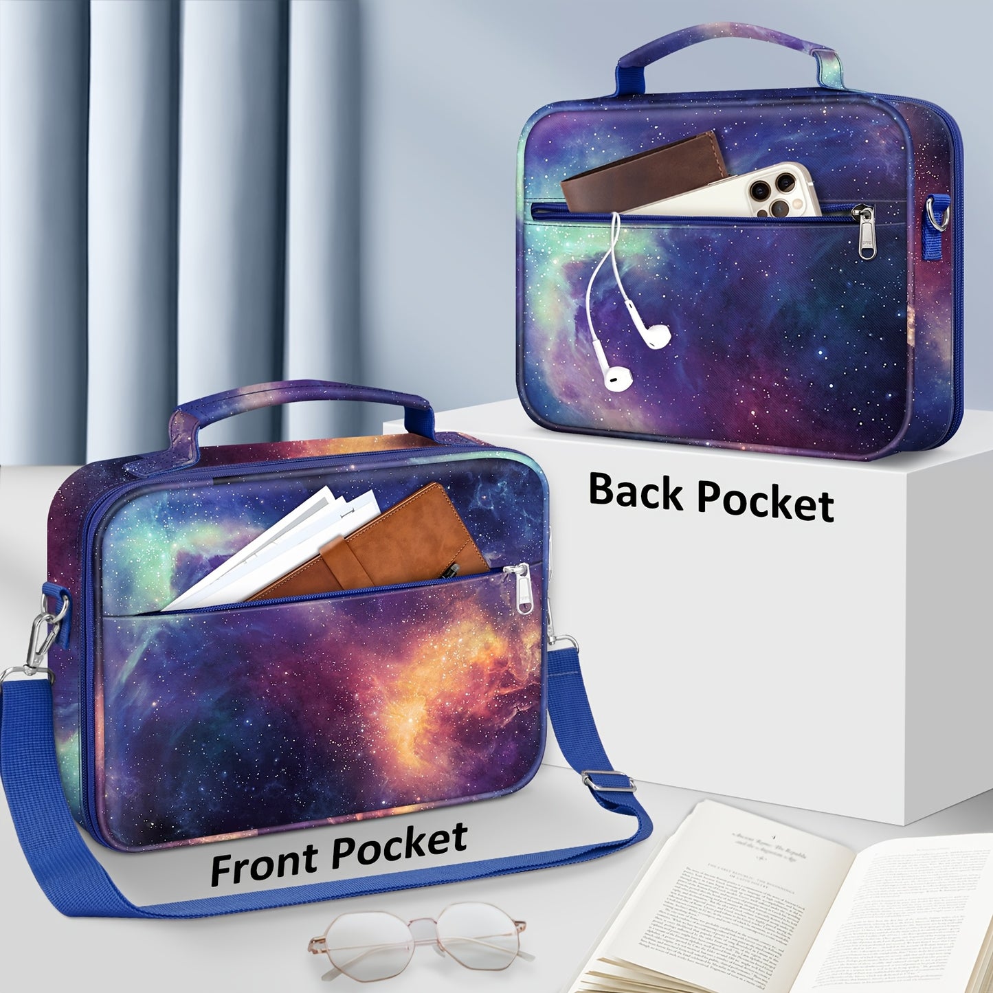 Galaxy Holy Bible Cover with Removable Pen Holder and Strap
