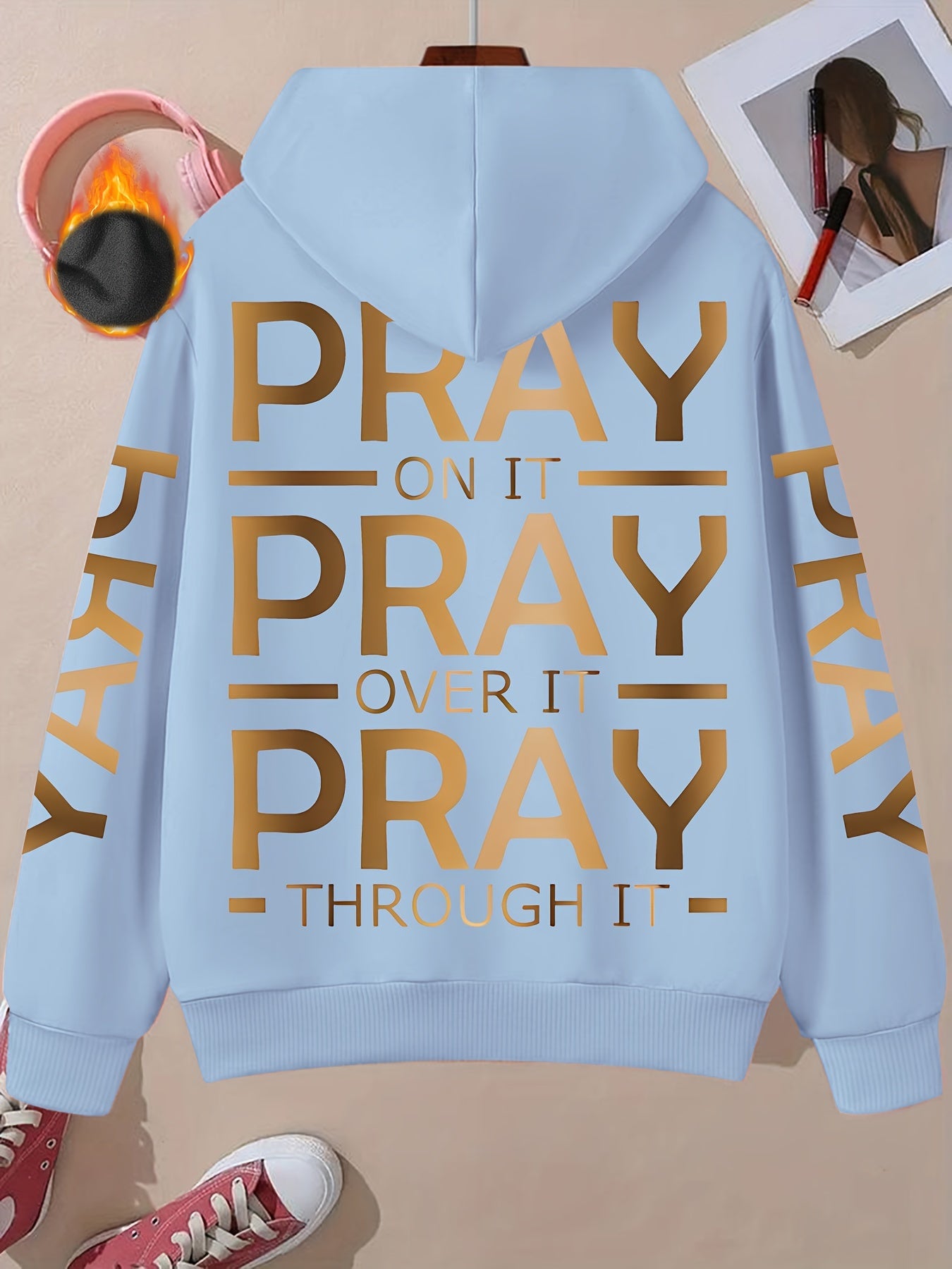 IHDP Alphabet Pattern Hoodie Women Casual Sweater Edition