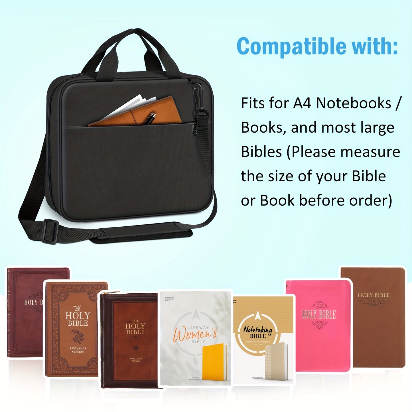 Bible Covers For Men Multi Functional Large Size Zippered Bag