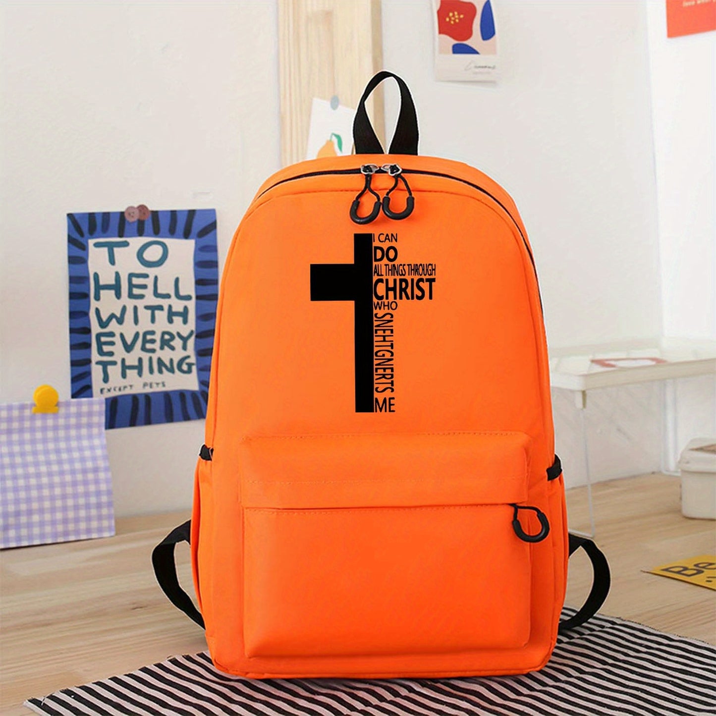 Christian Faith Backpack Lightweight Laptop Bag Cross Print